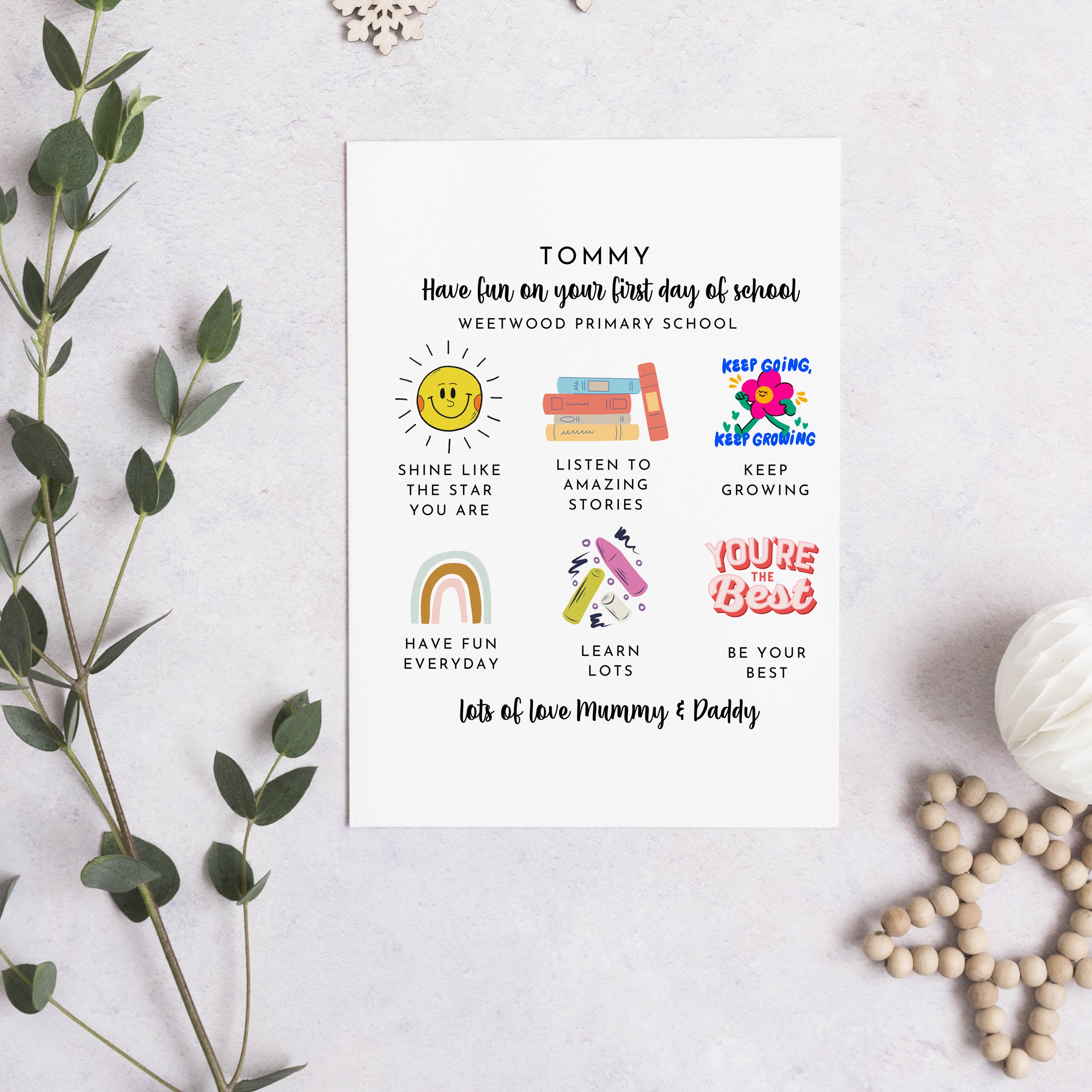 Personalised First Day Of School Card