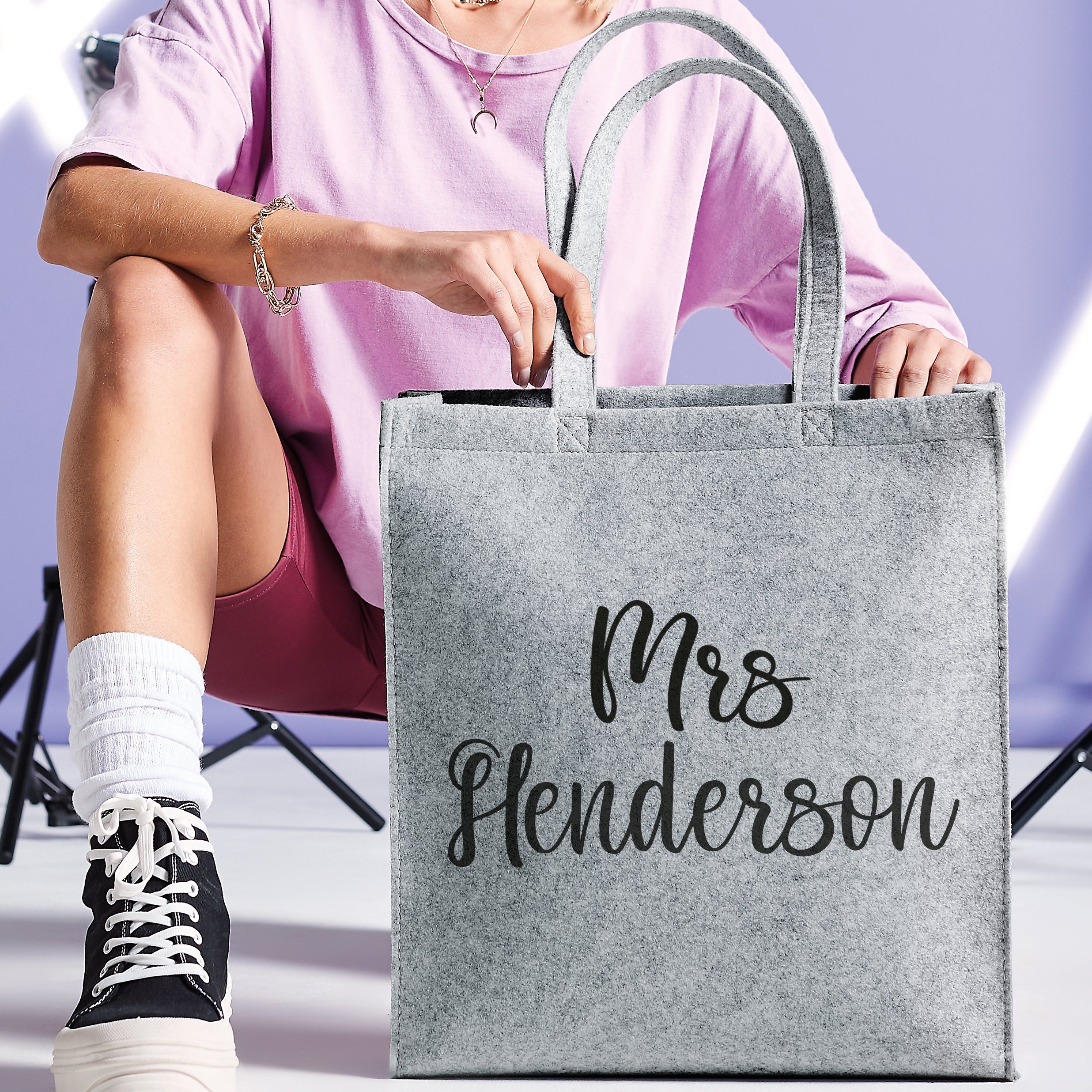Personalised Teacher Felt Tote Bag