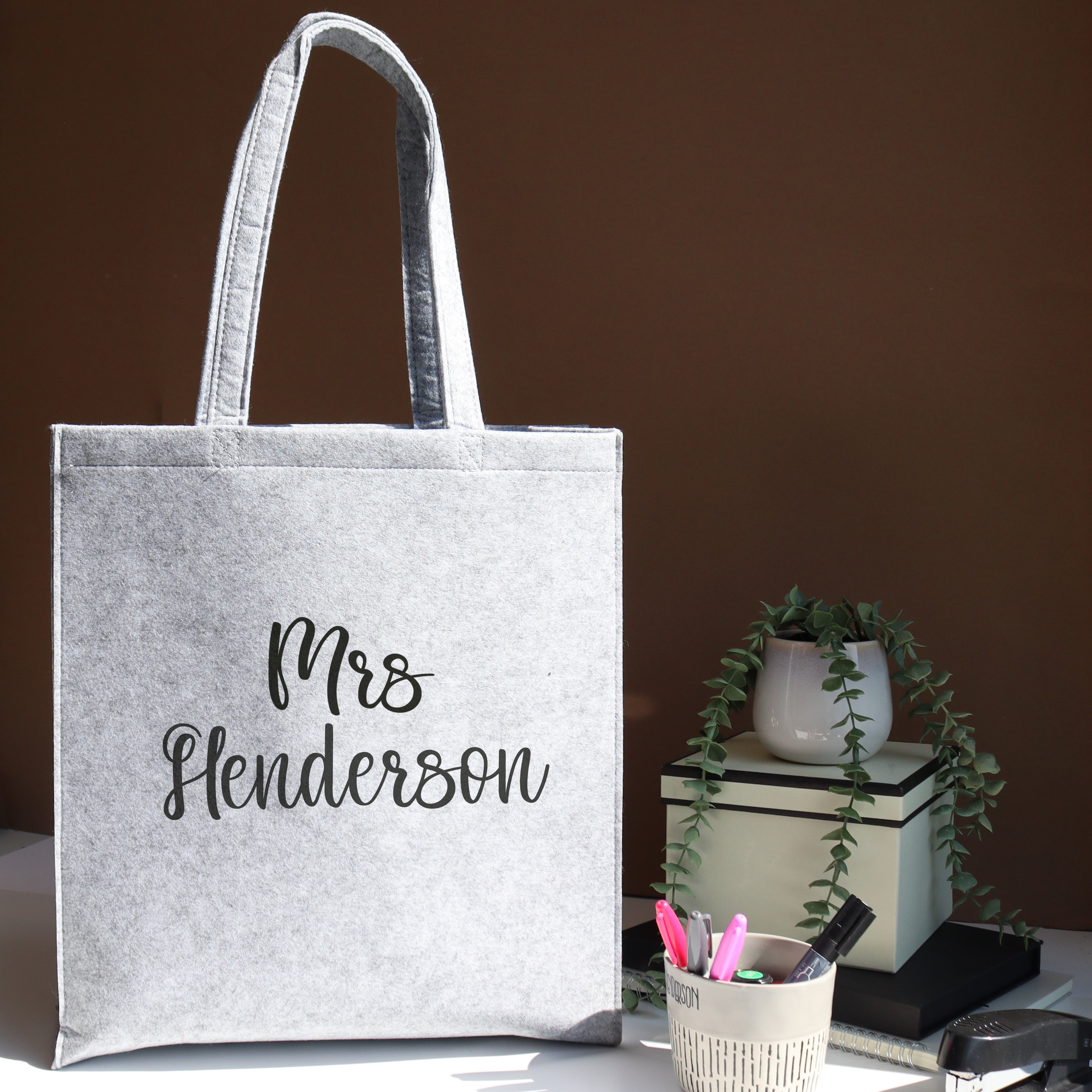 Personalised Teacher Felt Tote Bag