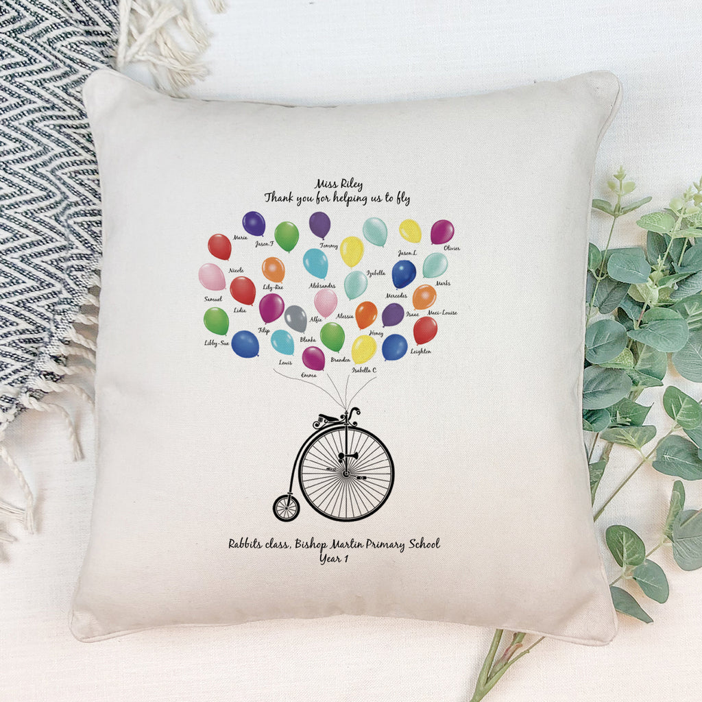 Personalised Thank You Teacher Cushion - Balloon