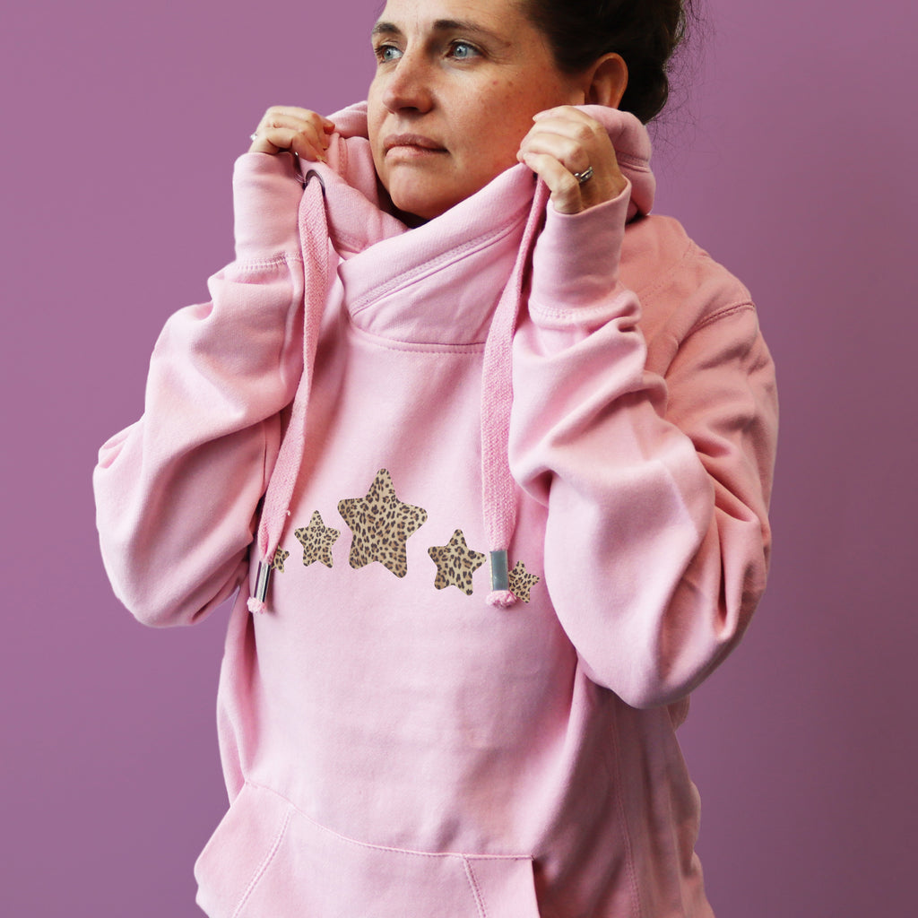 Luxe Cross Neck Pink Hoodie