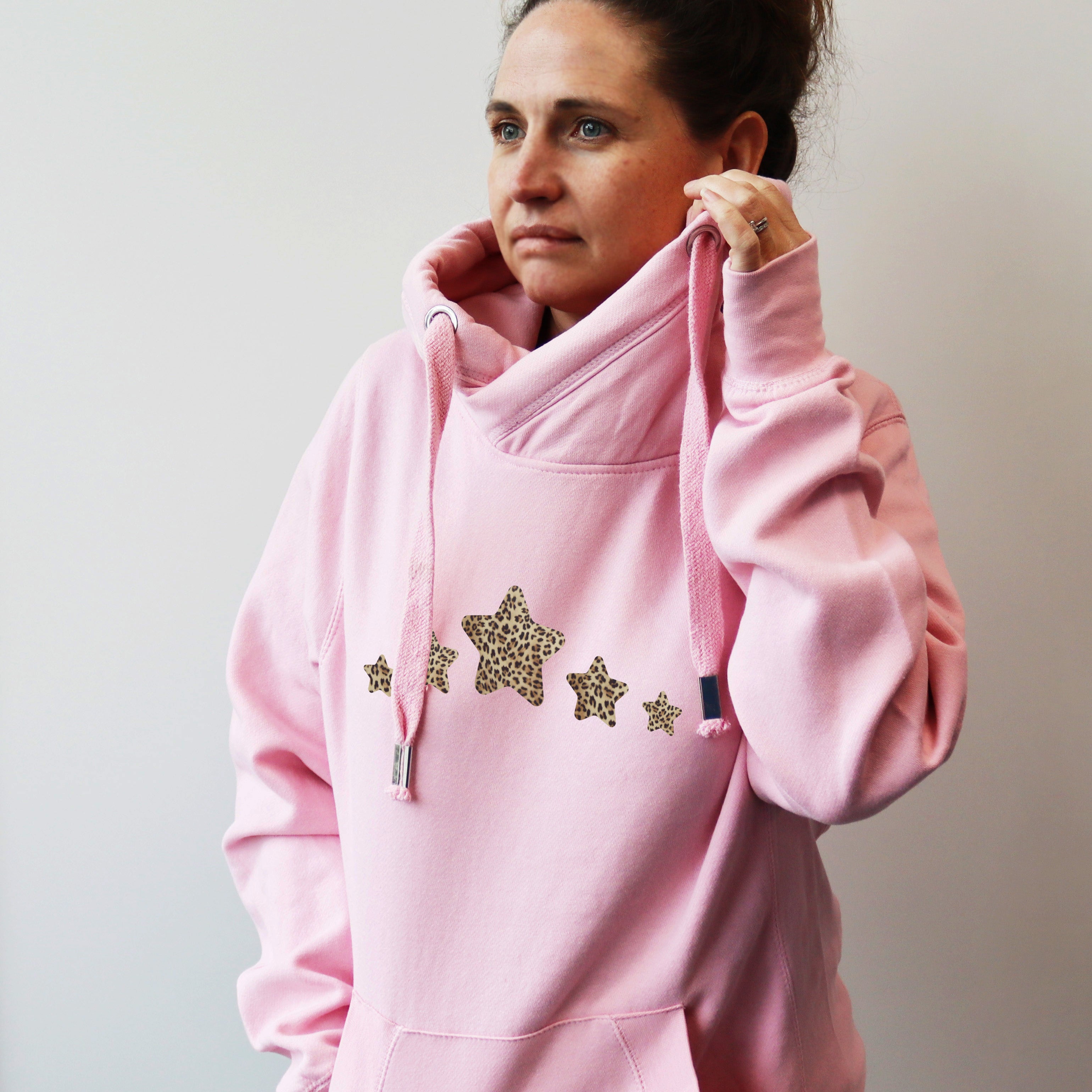 Luxe Cross Neck Pink Hoodie