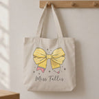 Personalised Pencil Bow Teacher Tote Bag
