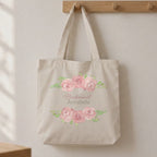 Personalised Pink Floral Bridal Party Tote Bag