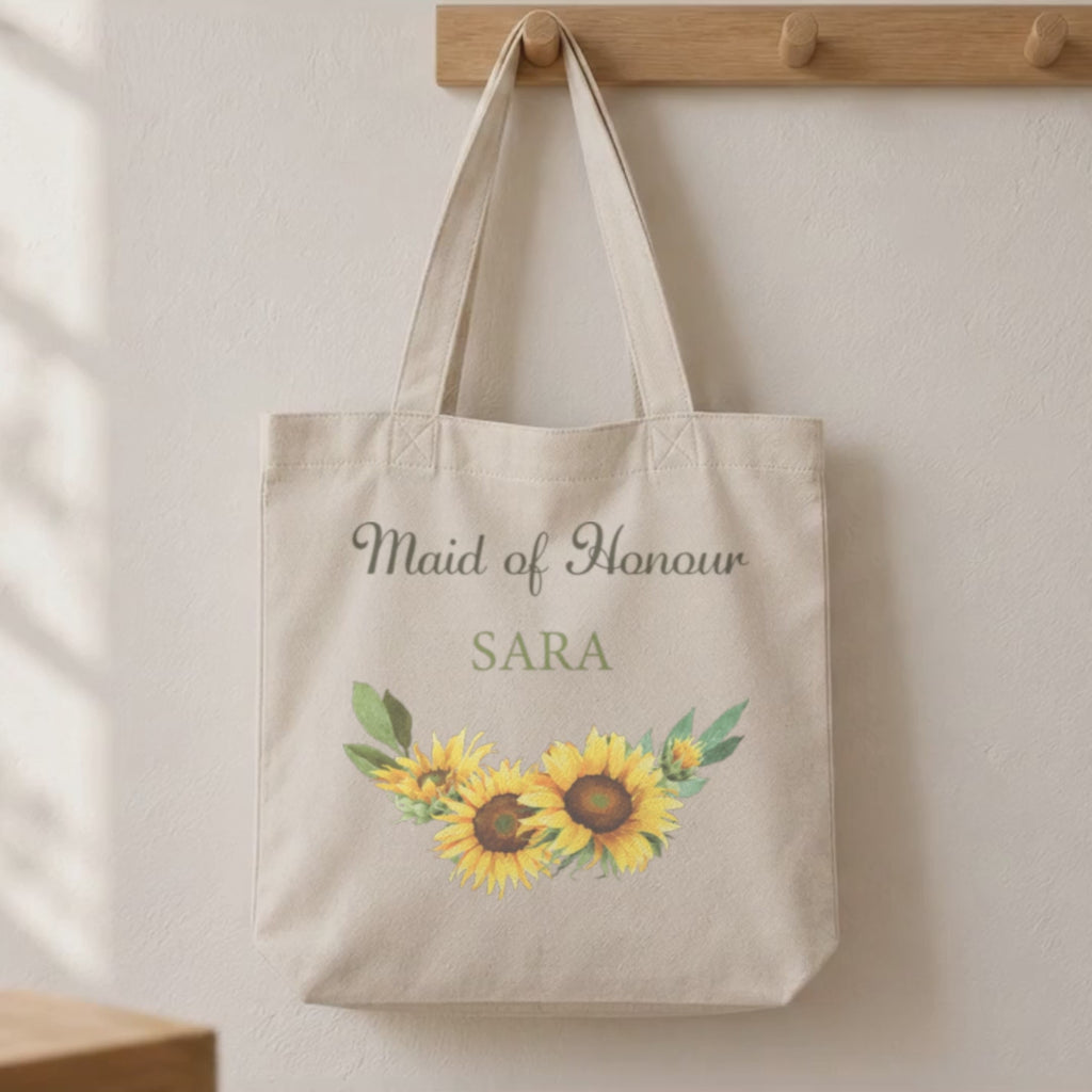 Personalised Sunflower Bridal Party Tote Bag