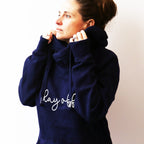 Cowl Neck Navy Day Off Hoodie