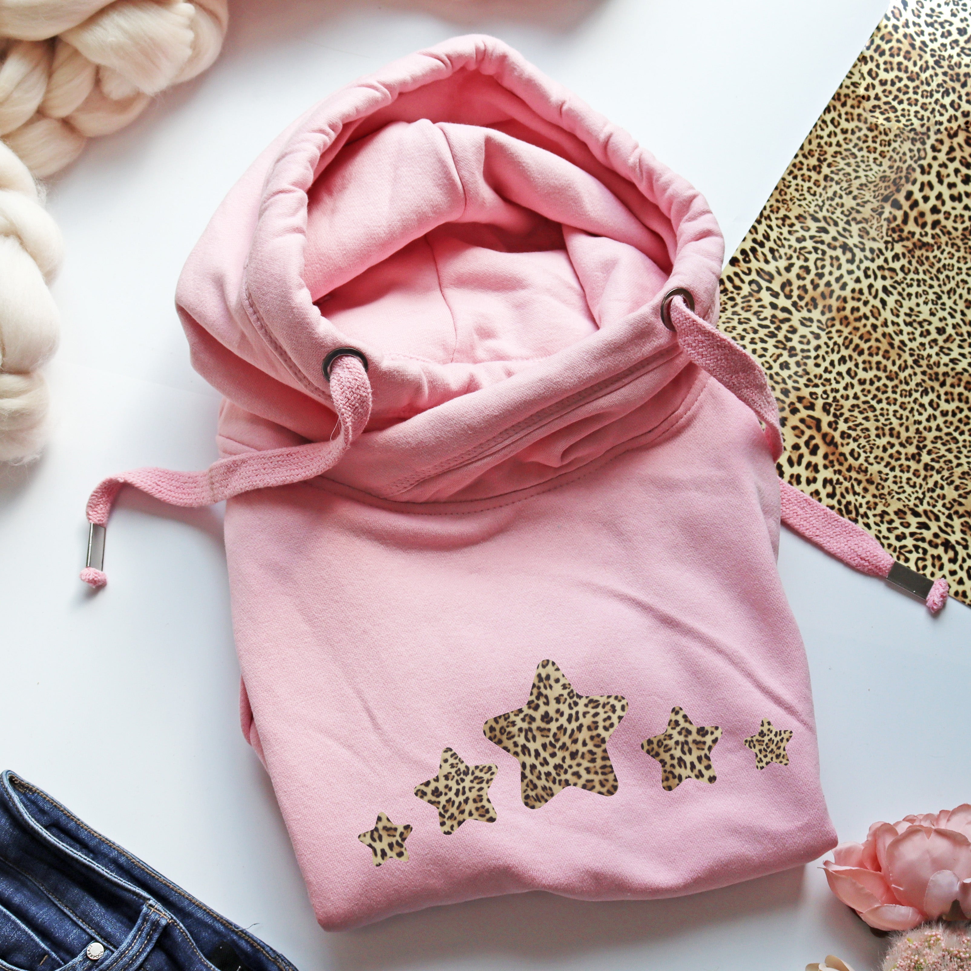 Luxe Cross Neck Pink Hoodie