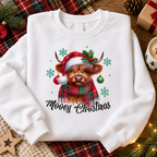 Mooey Christmas Highland Cow Jumper
