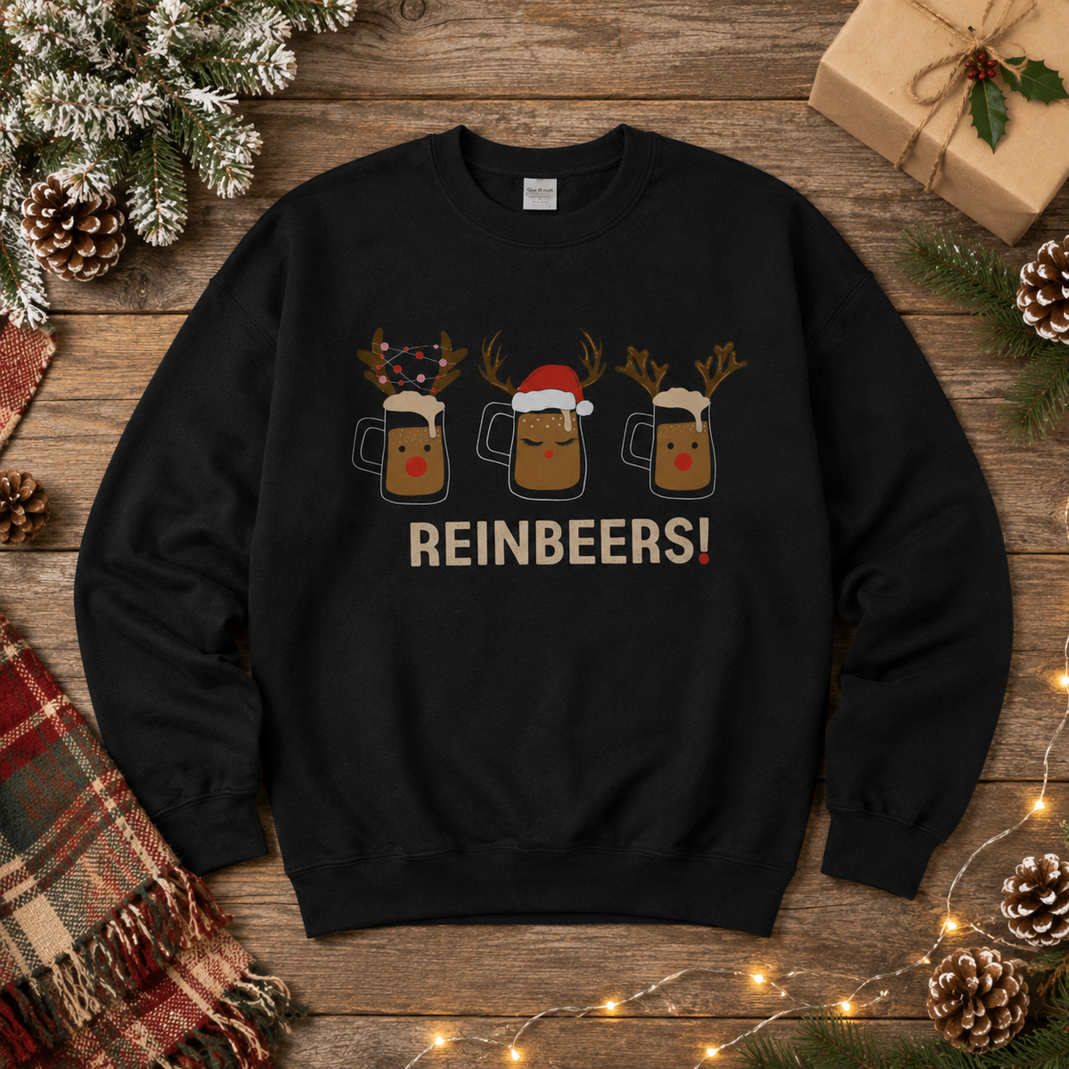 Black Reinbeers Beer Christmas Jumper