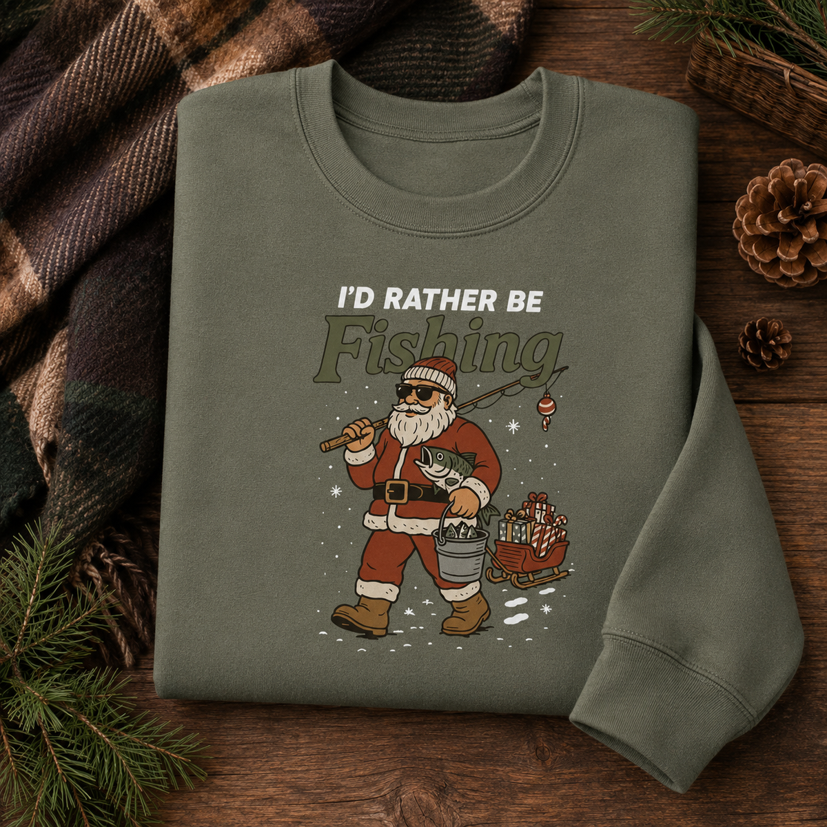 I'd Rather Be Fishing Christmas Jumper