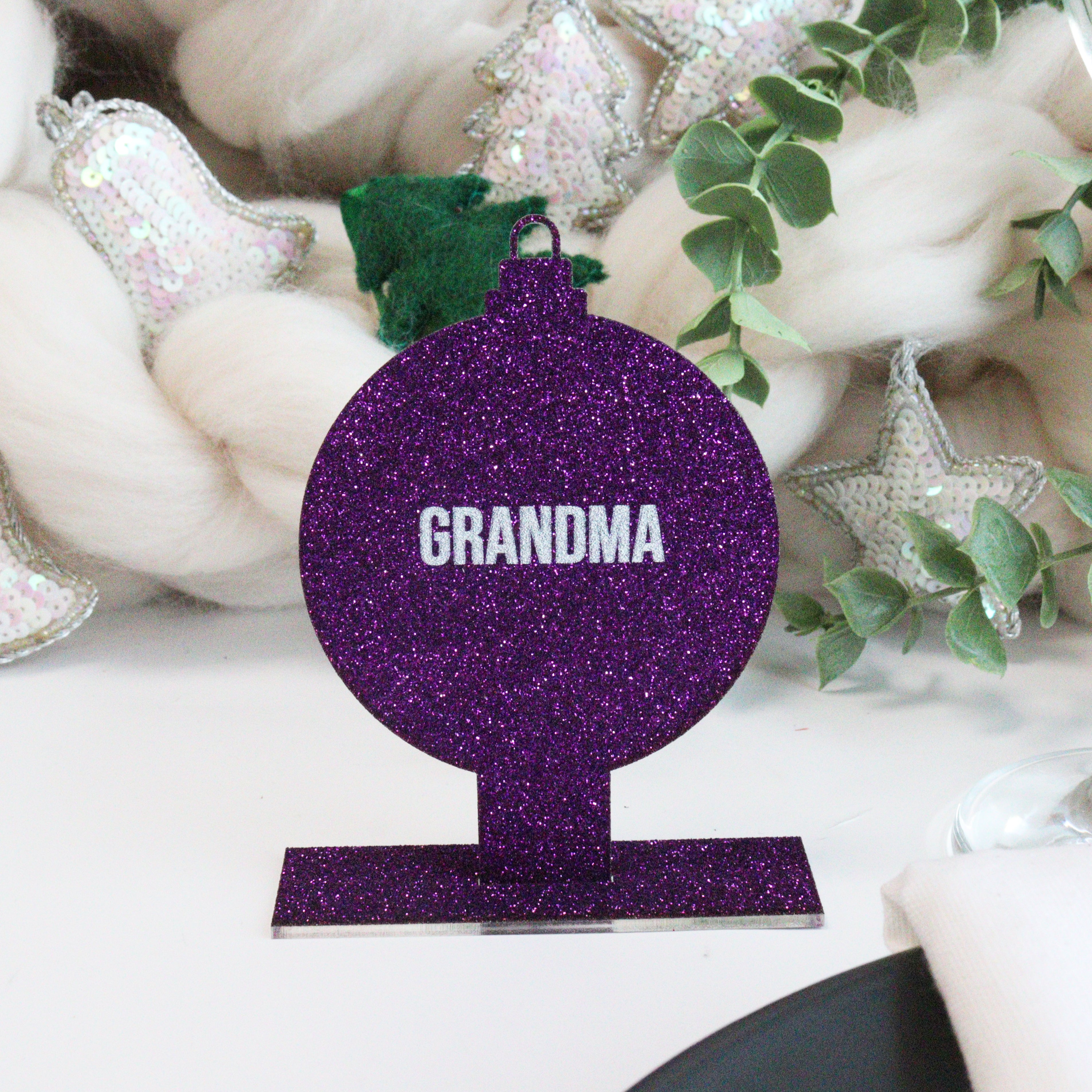 Personalised Purple Bauble Christmas Place Setting