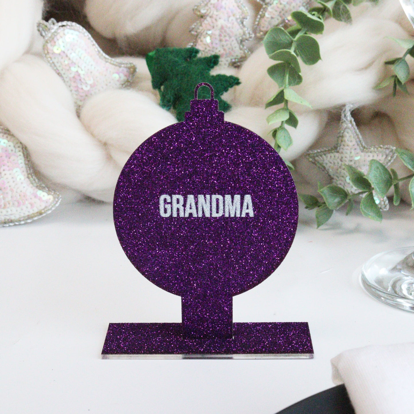 Personalised Purple Bauble Christmas Place Setting