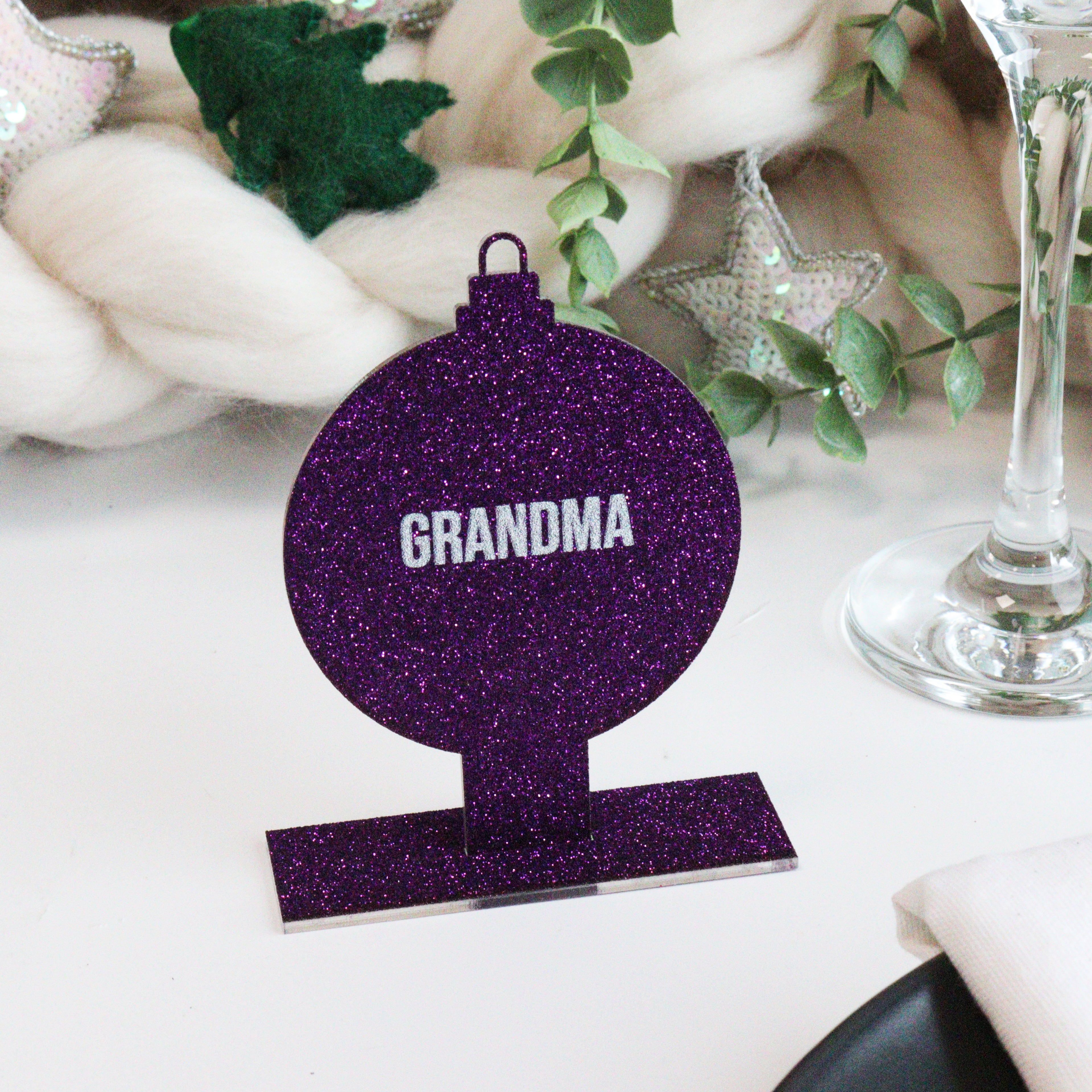 Personalised Purple Bauble Christmas Place Setting
