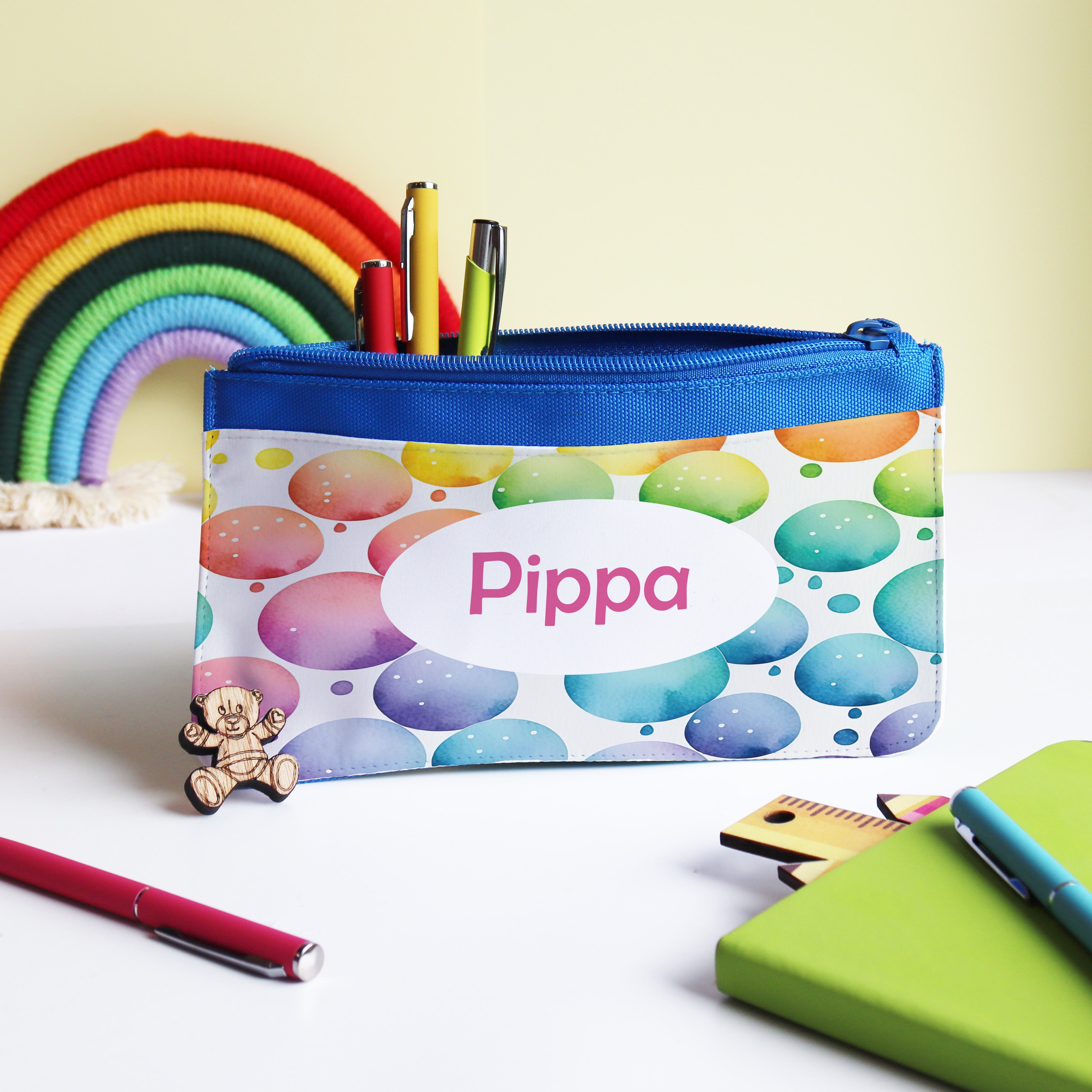 Personalised Rainbow Bubble Pencil Case