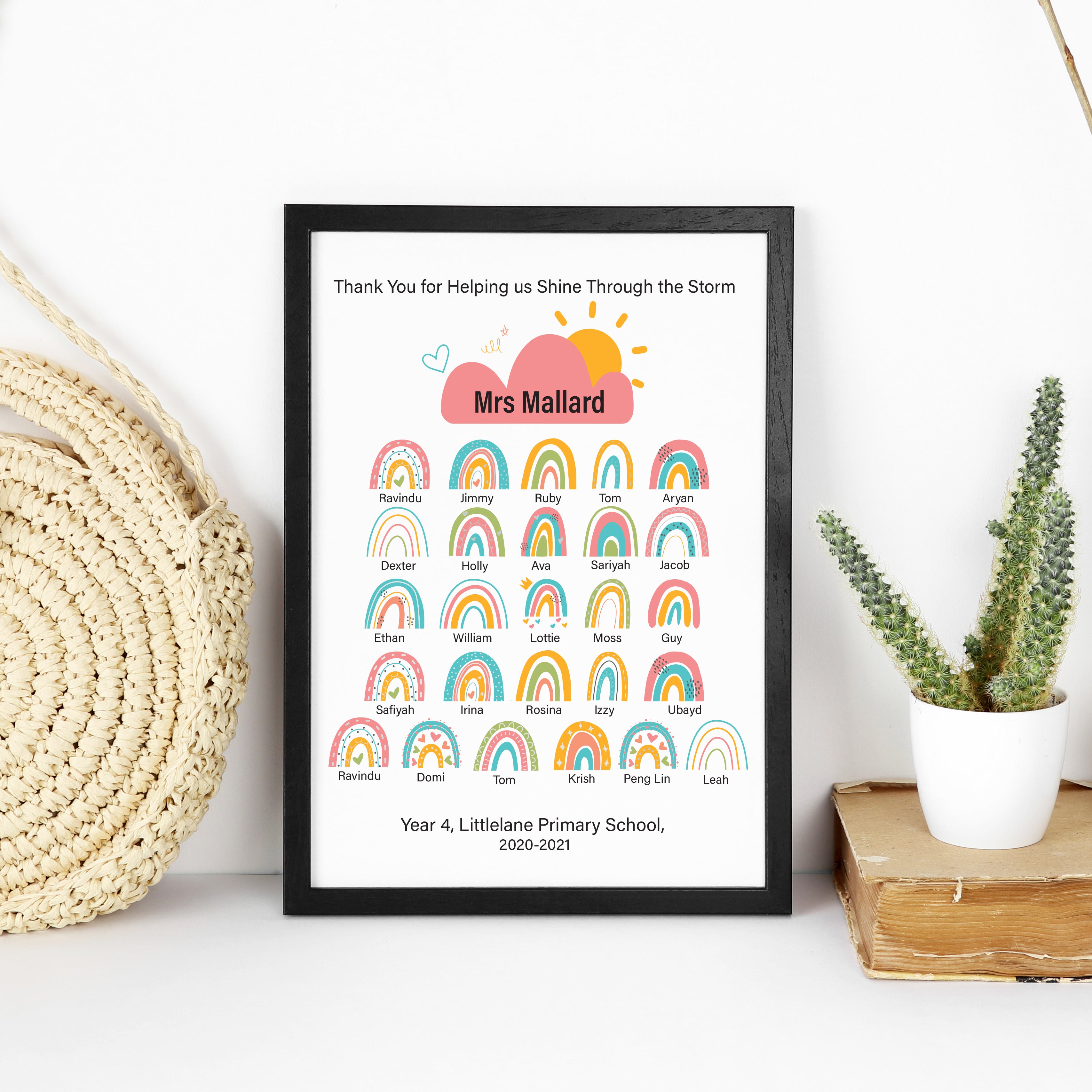 Thank You Teacher Rainbow Print