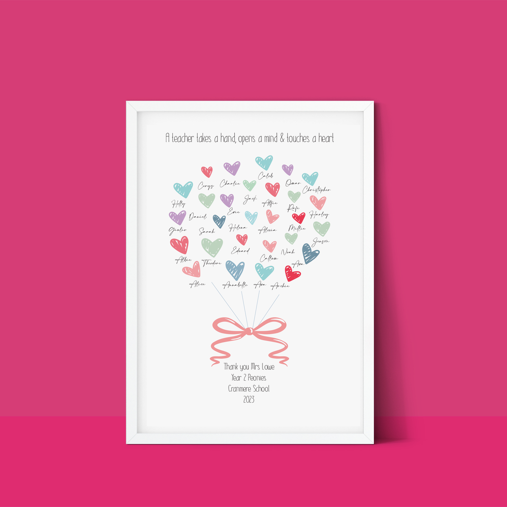 Personalised Teacher Gift Heart Print