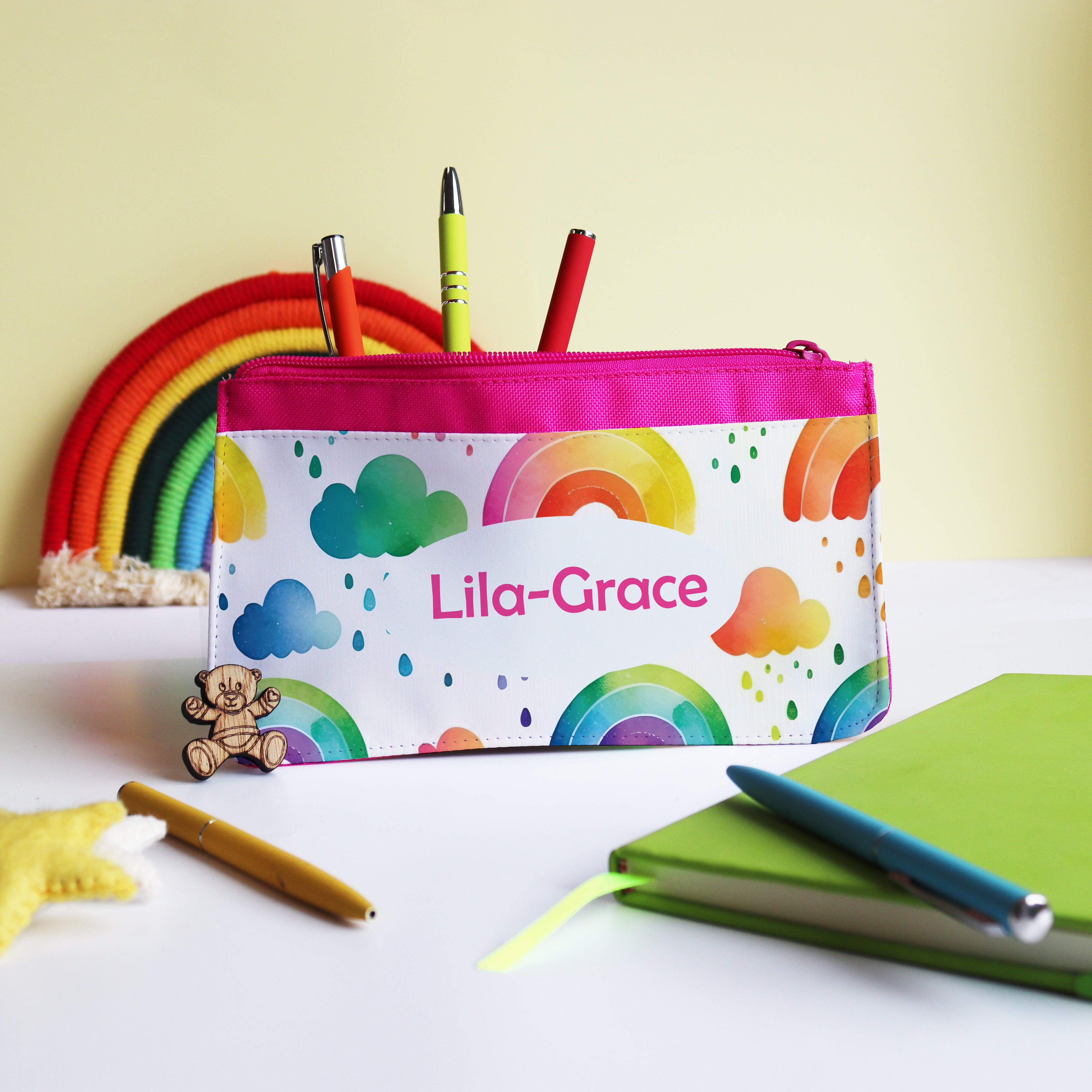 Personalised Watercolour Rainbow Pencil Case