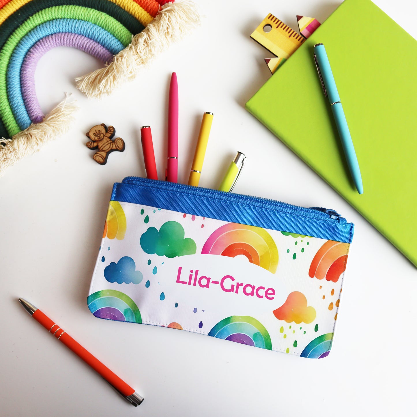 Personalised Watercolour Rainbow Pencil Case
