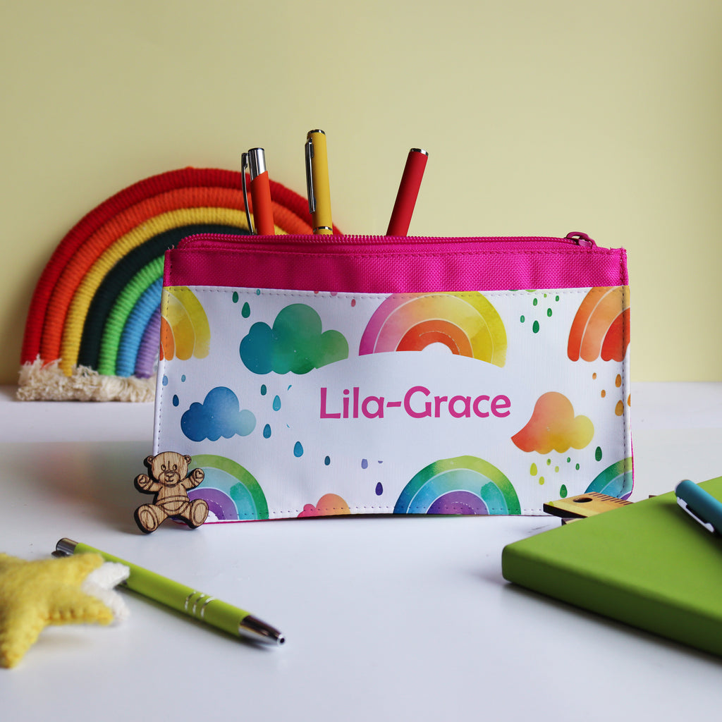 Personalised Watercolour Rainbow Pencil Case