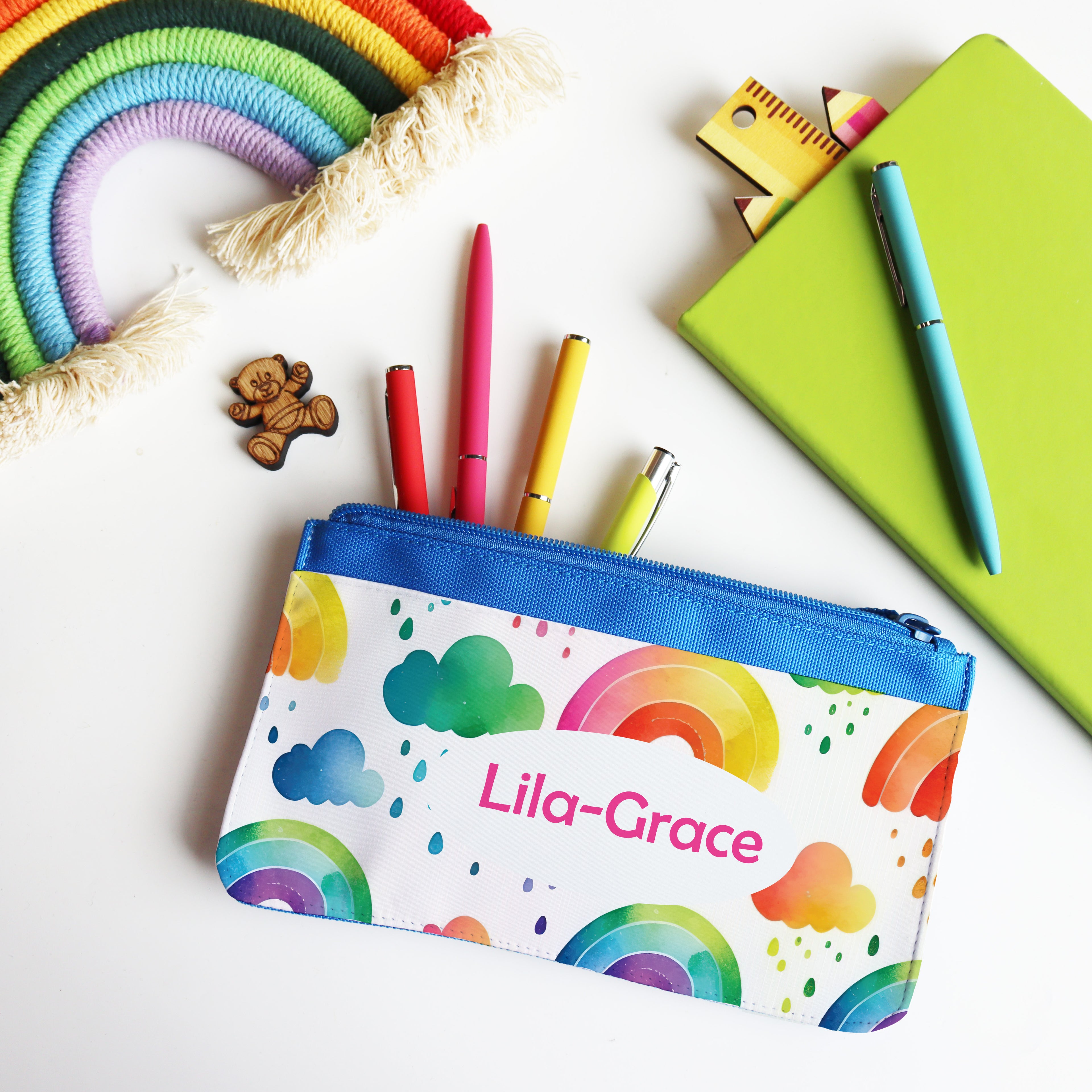 Personalised Watercolour Rainbow Pencil Case