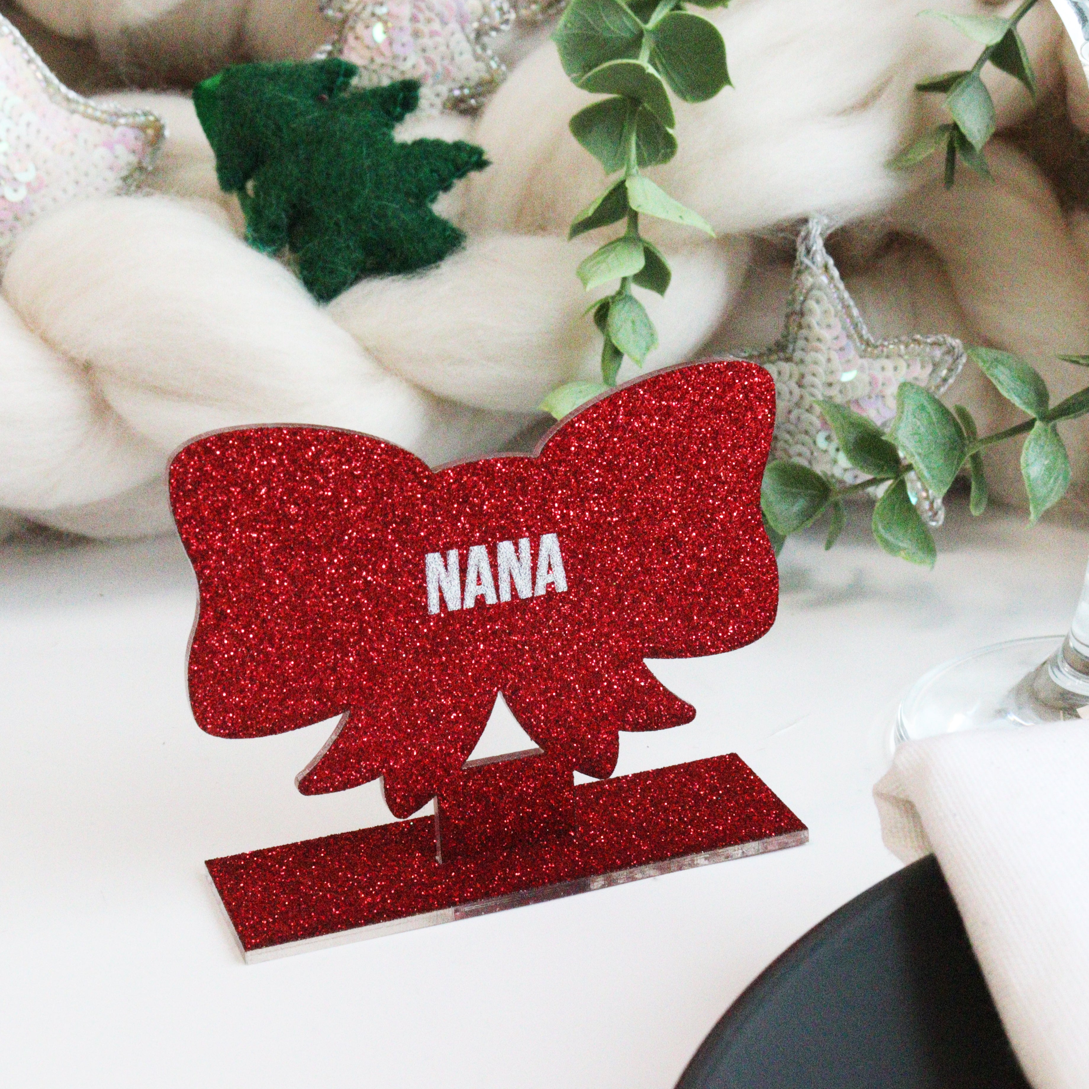 Personalised Red Bow Christmas Place Setting