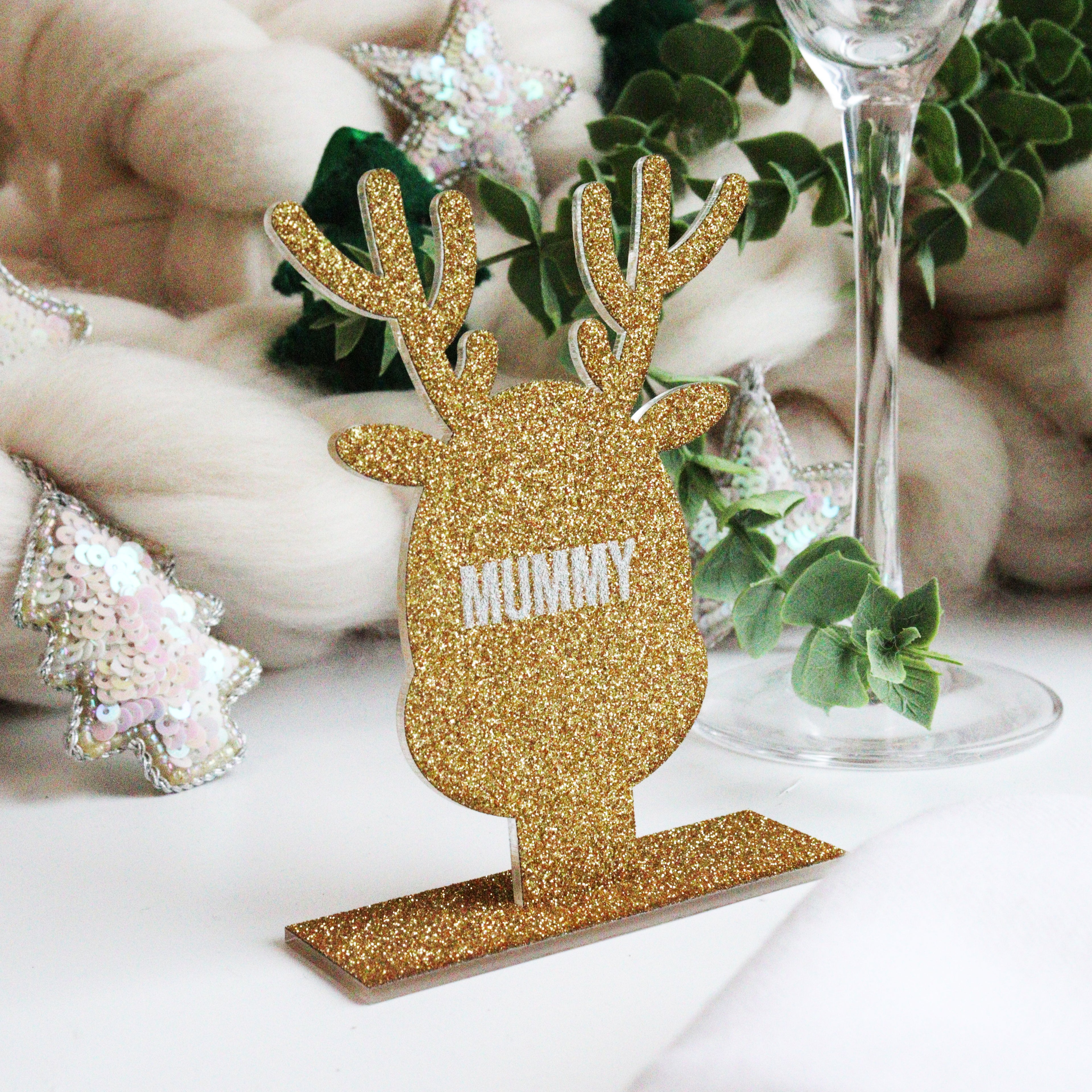 Personalised Gold Reindeer Christmas Place Setting