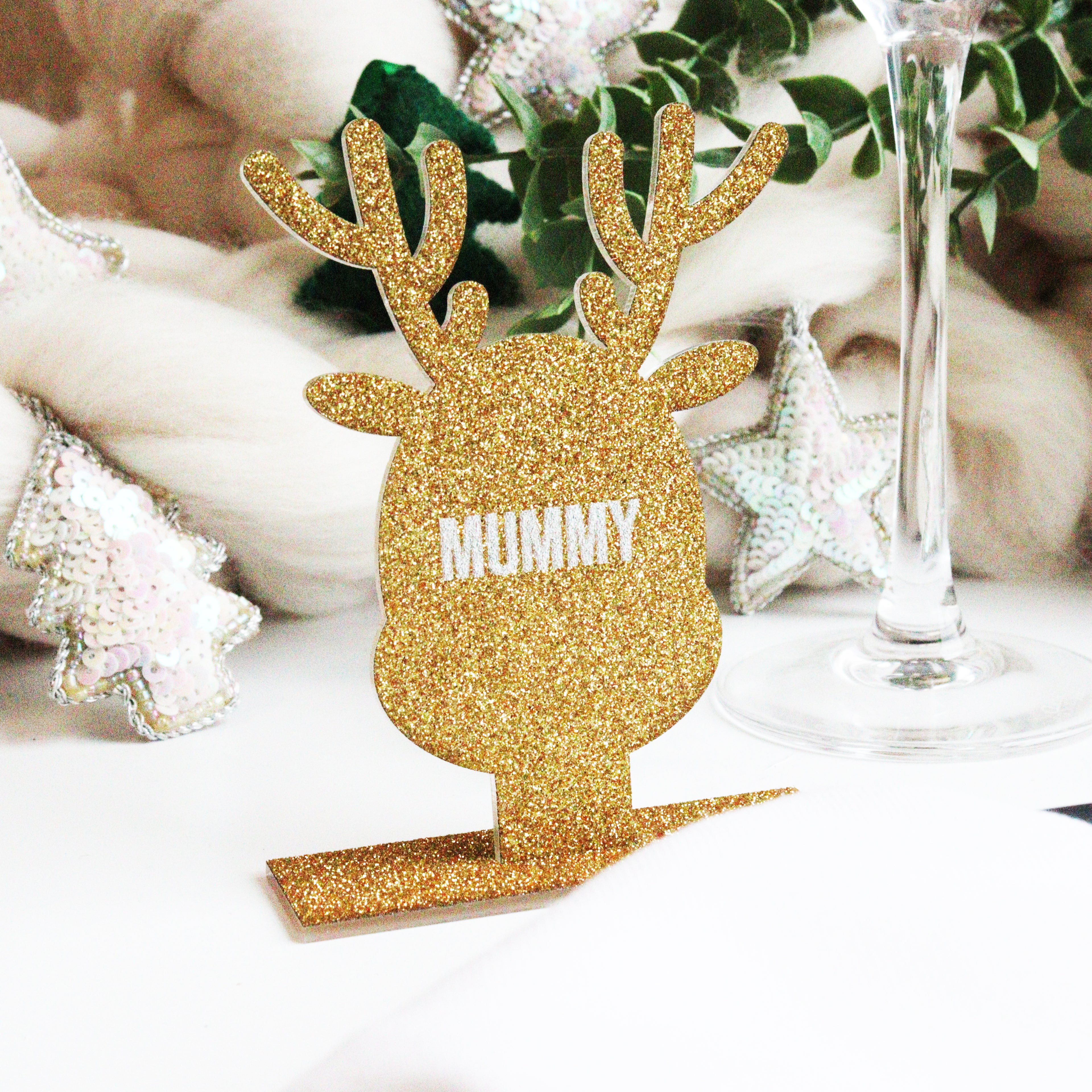 Personalised Gold Reindeer Christmas Place Setting