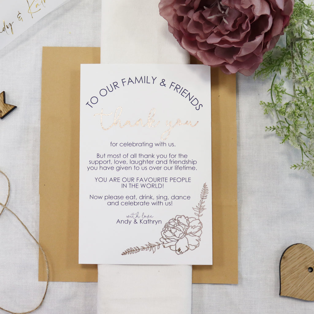 Personalised Wedding Thank You Stationery