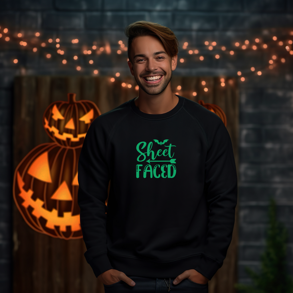 Sheet Faced Funny Glow In The Dark Sweatshirt Halloween