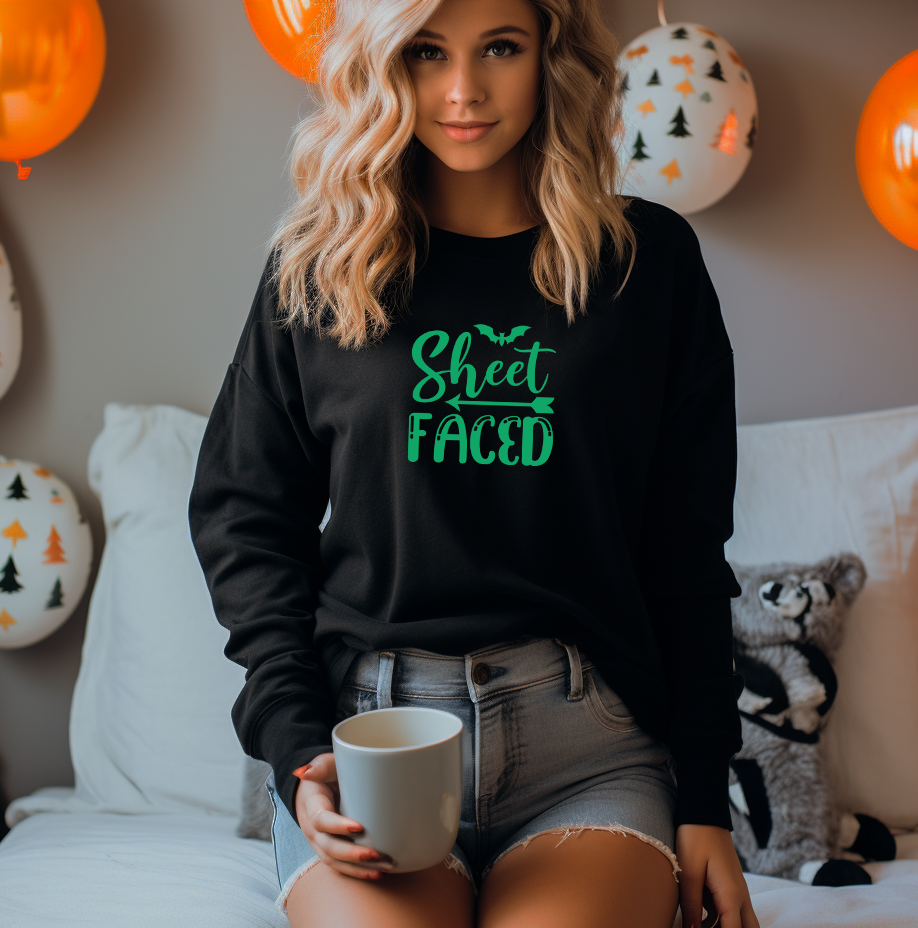 Sheet Faced Funny Glow In The Dark Sweatshirt Halloween