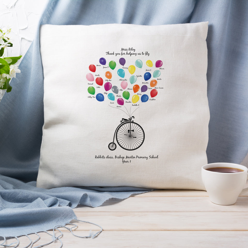Personalised Thank You Teacher Cushion - Balloon