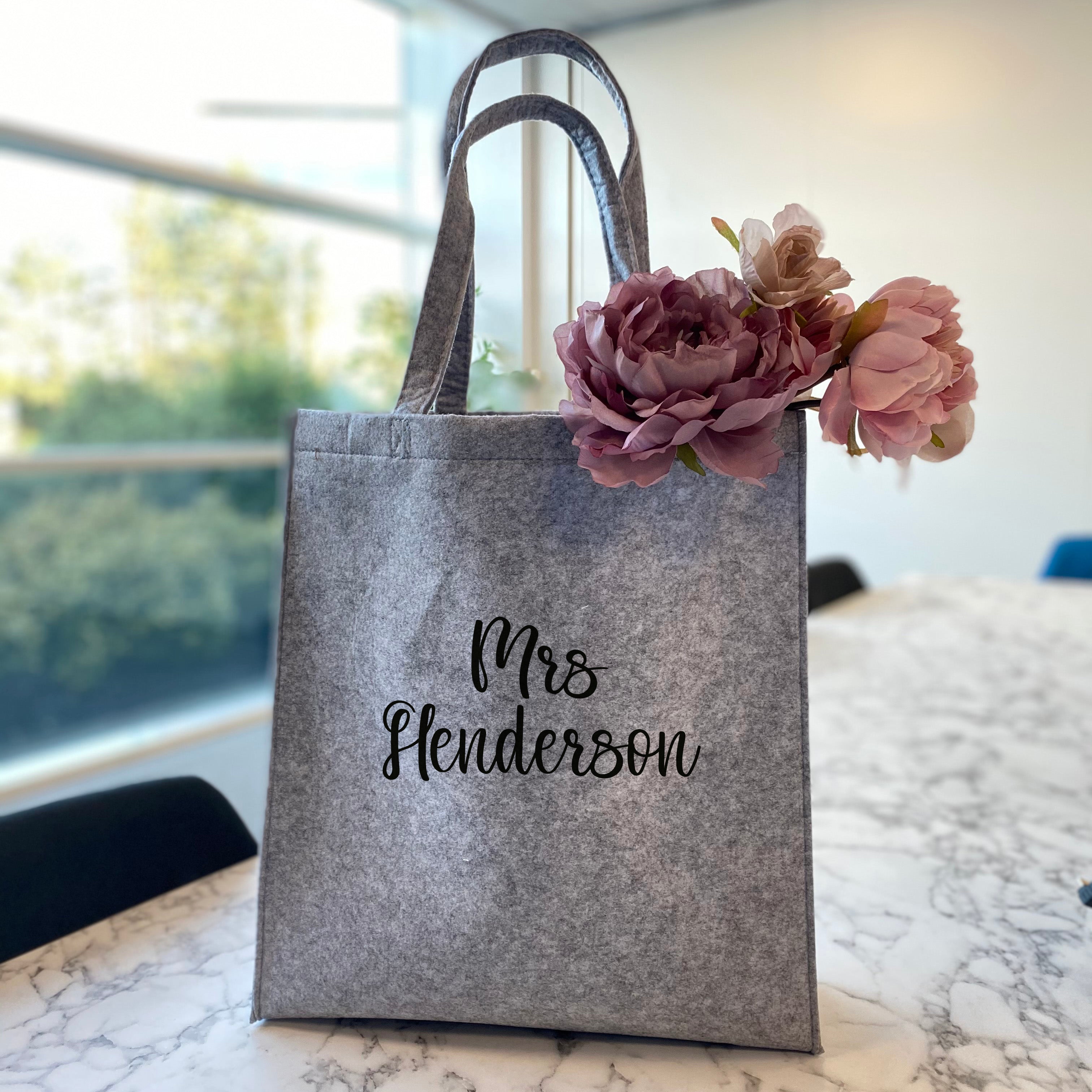 Personalised Teacher Felt Tote Bag