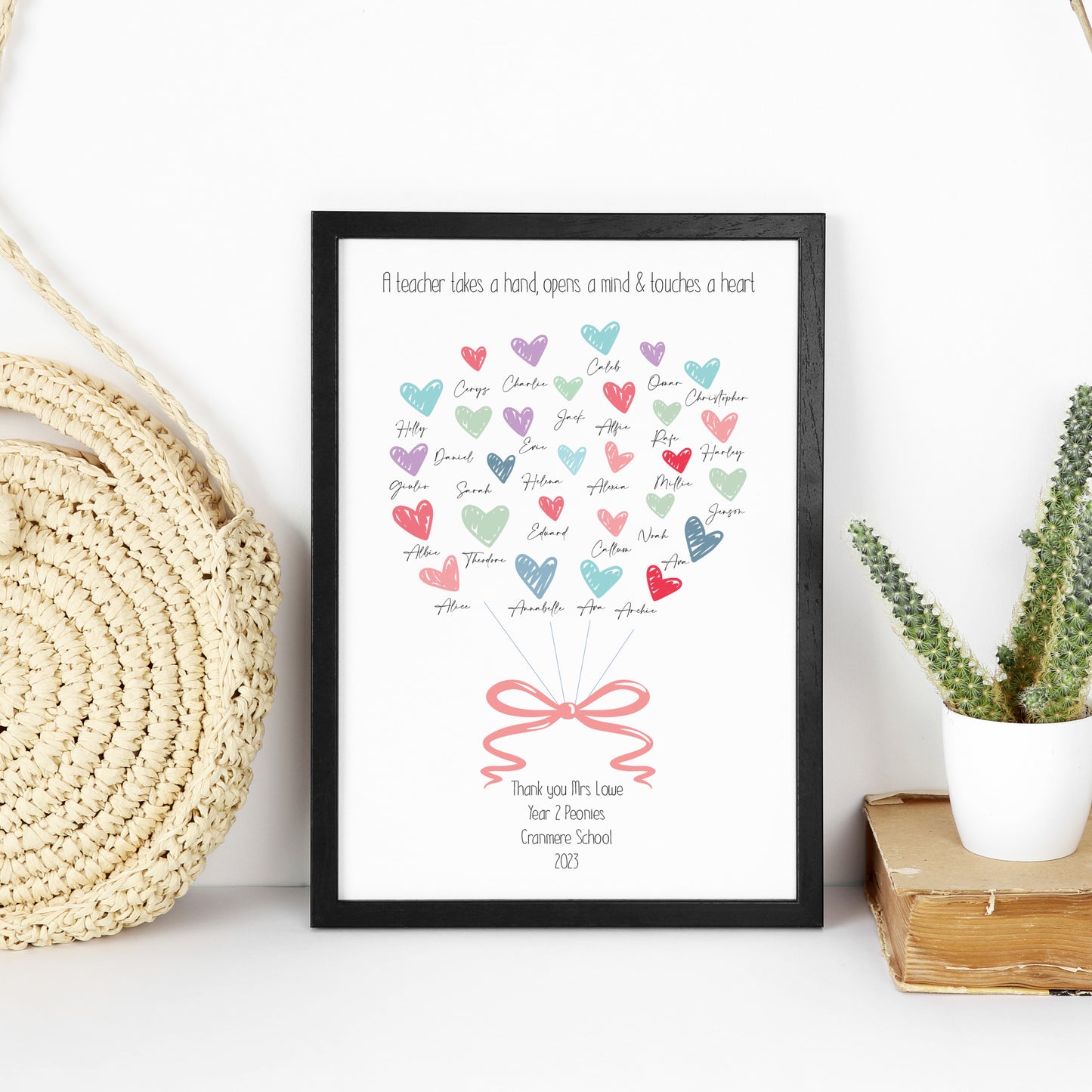Personalised Teacher Gift Heart Print