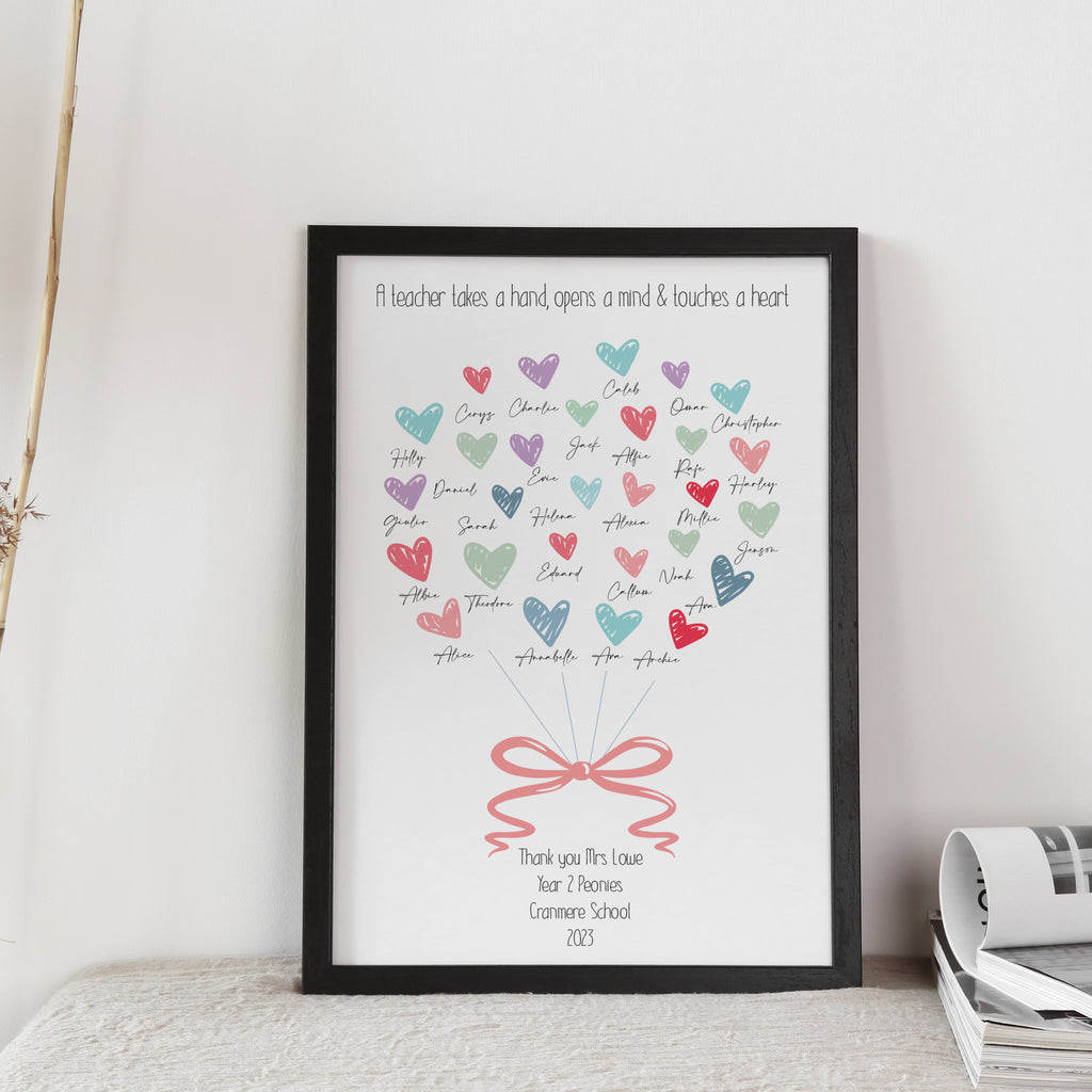 Personalised Teacher Gift Heart Print