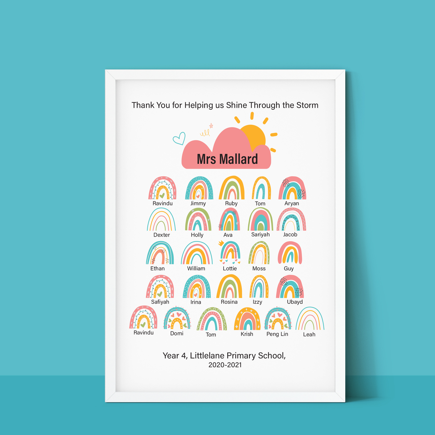 Thank You Teacher Rainbow Print