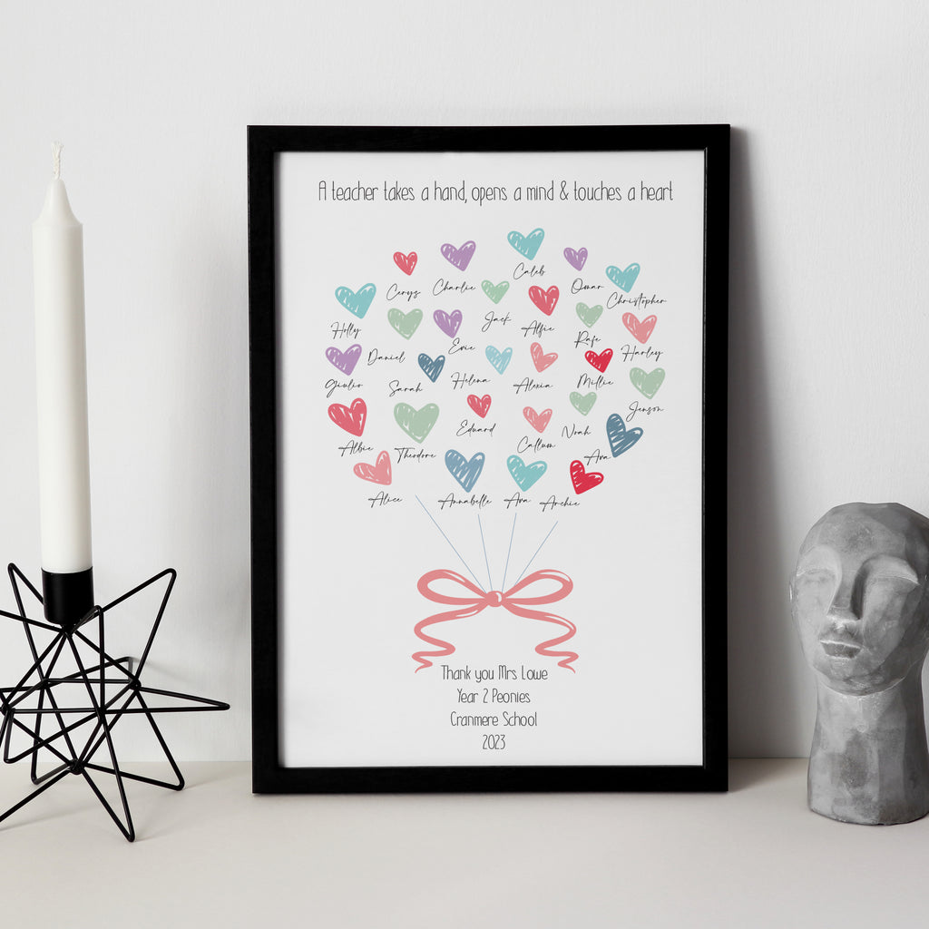 Personalised Teacher Gift Heart Print