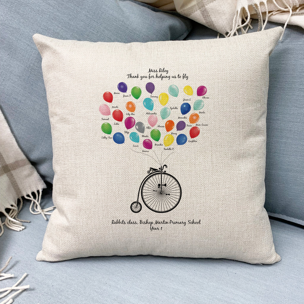 Personalised Thank You Teacher Cushion - Balloon