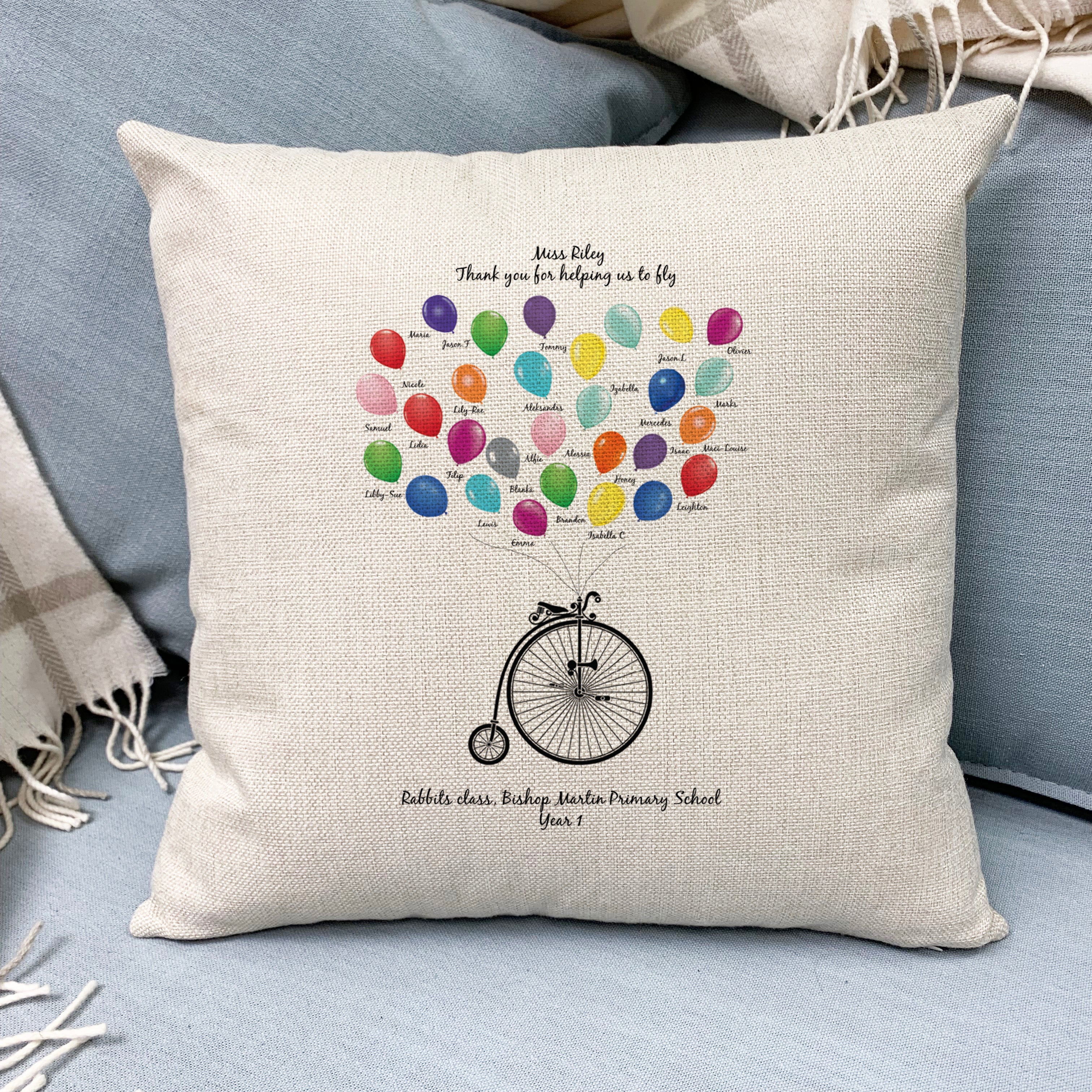 Personalised Thank You Teacher Cushion - Balloon