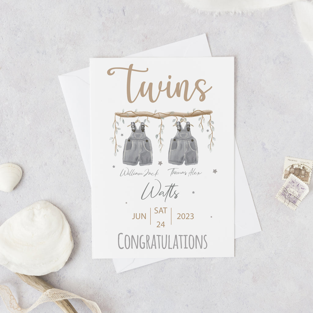 Personalised Twins Baby Card – Unique Newborn Keepsake