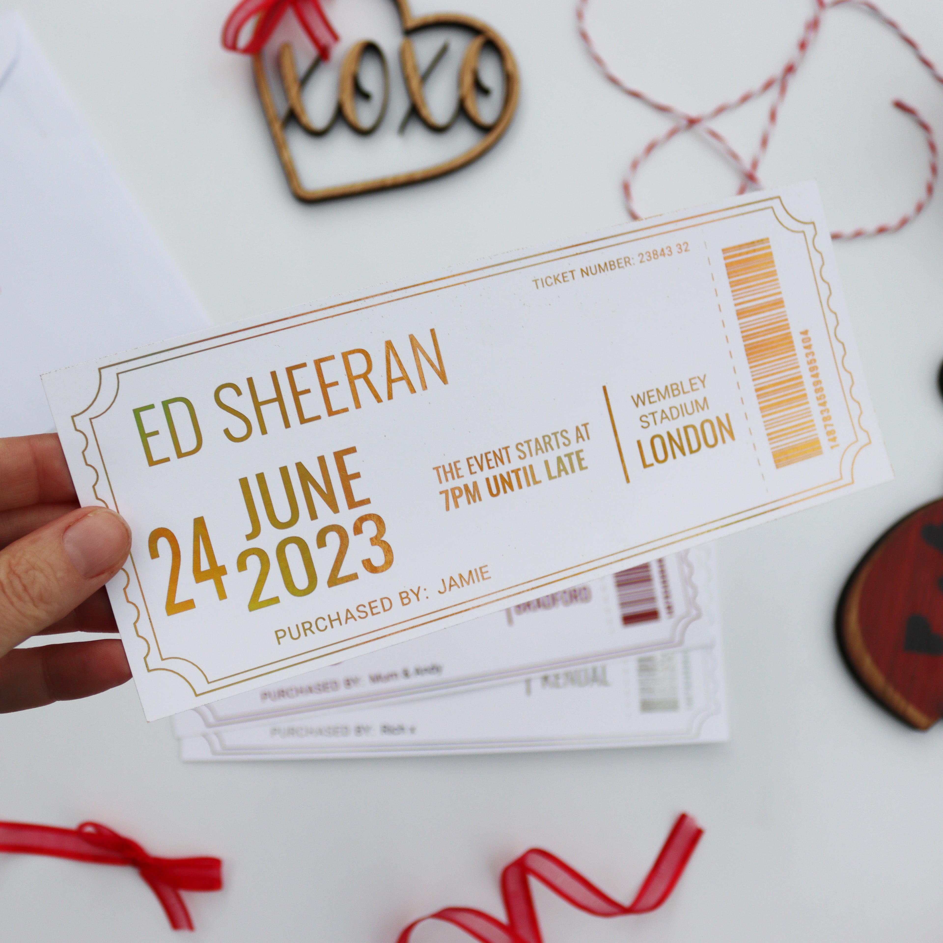 Personalised Valentine's Date Night Gold Foil Gift Ticket