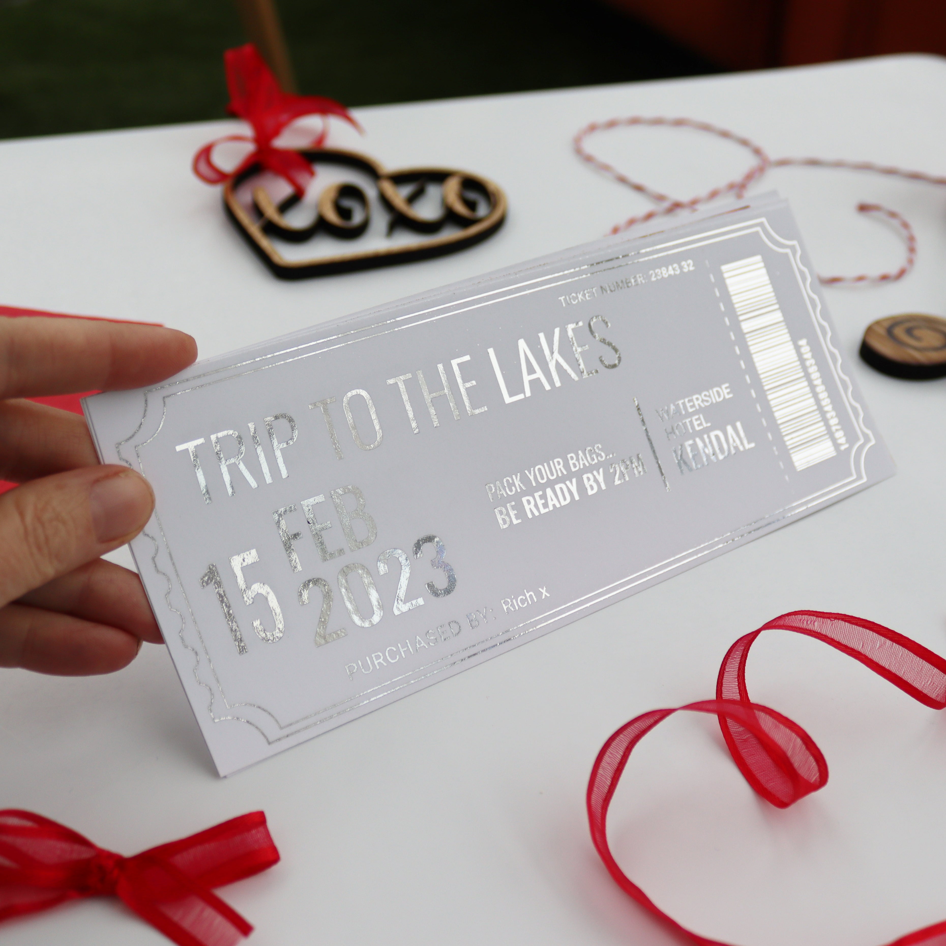 Personalised Valentine's Date Night Gold Foil Gift Ticket