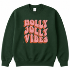 Green Holly Jolly Vibes Retro Christmas Jumper