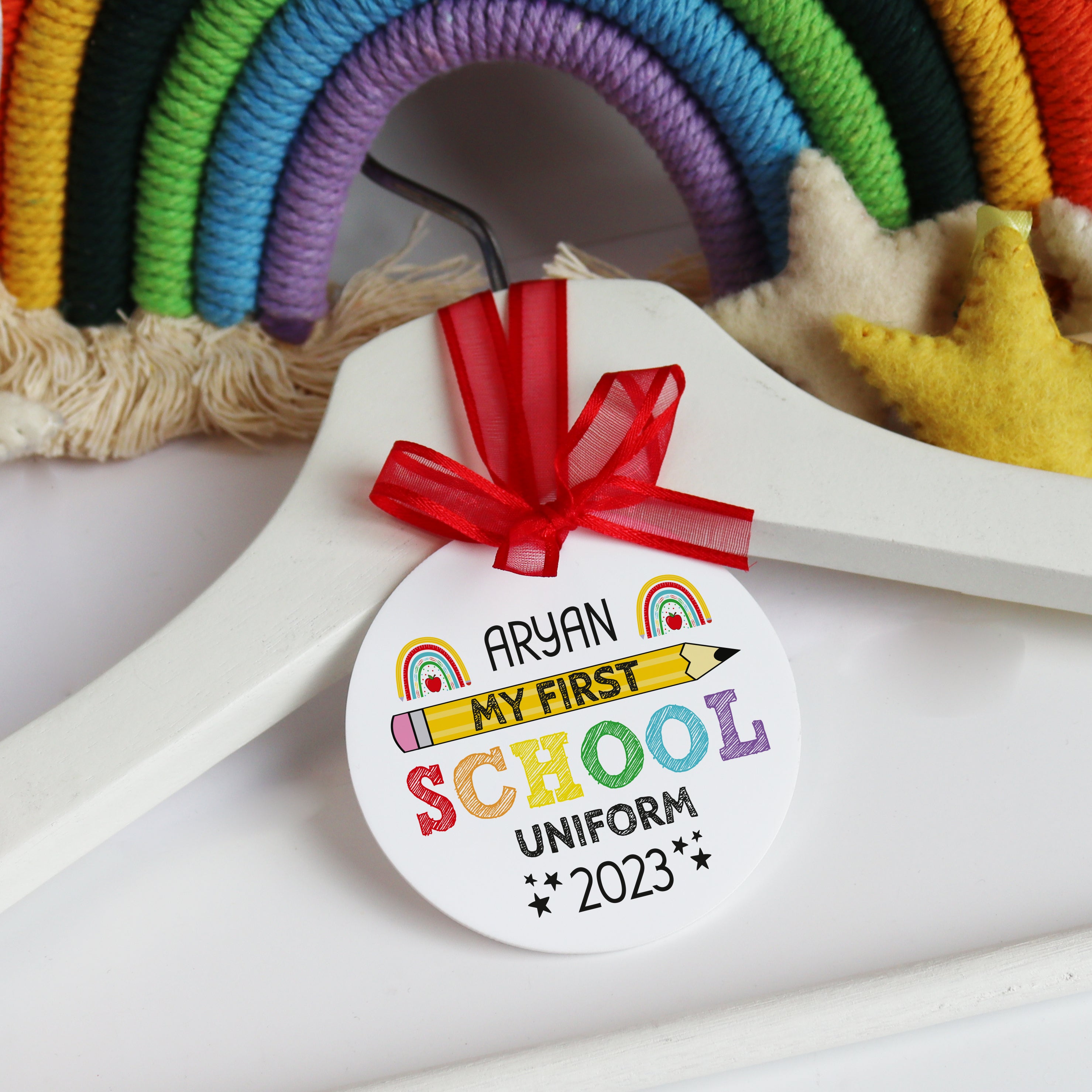 Personalised First School Uniform Hanger Tag