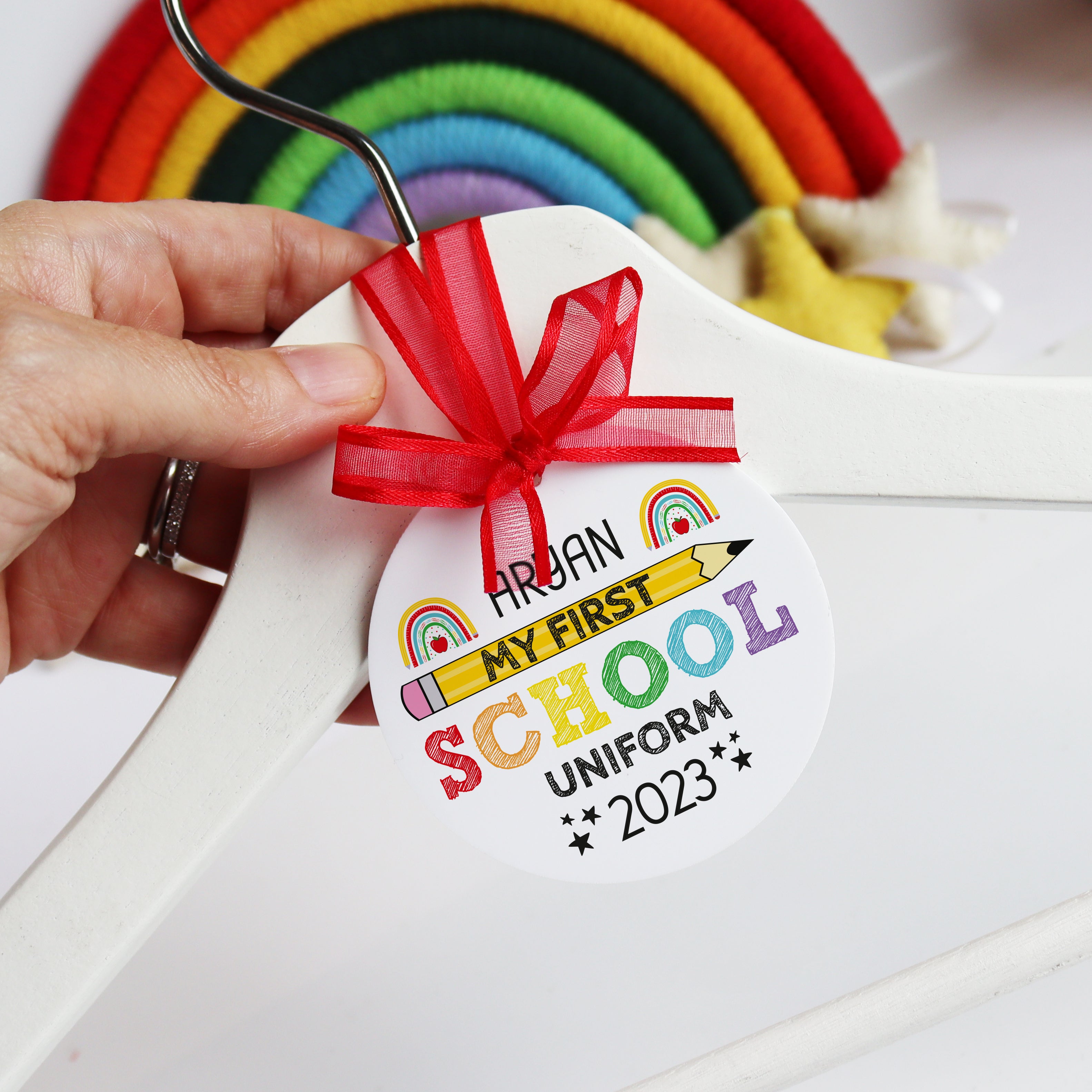 Personalised First School Uniform Hanger Tag
