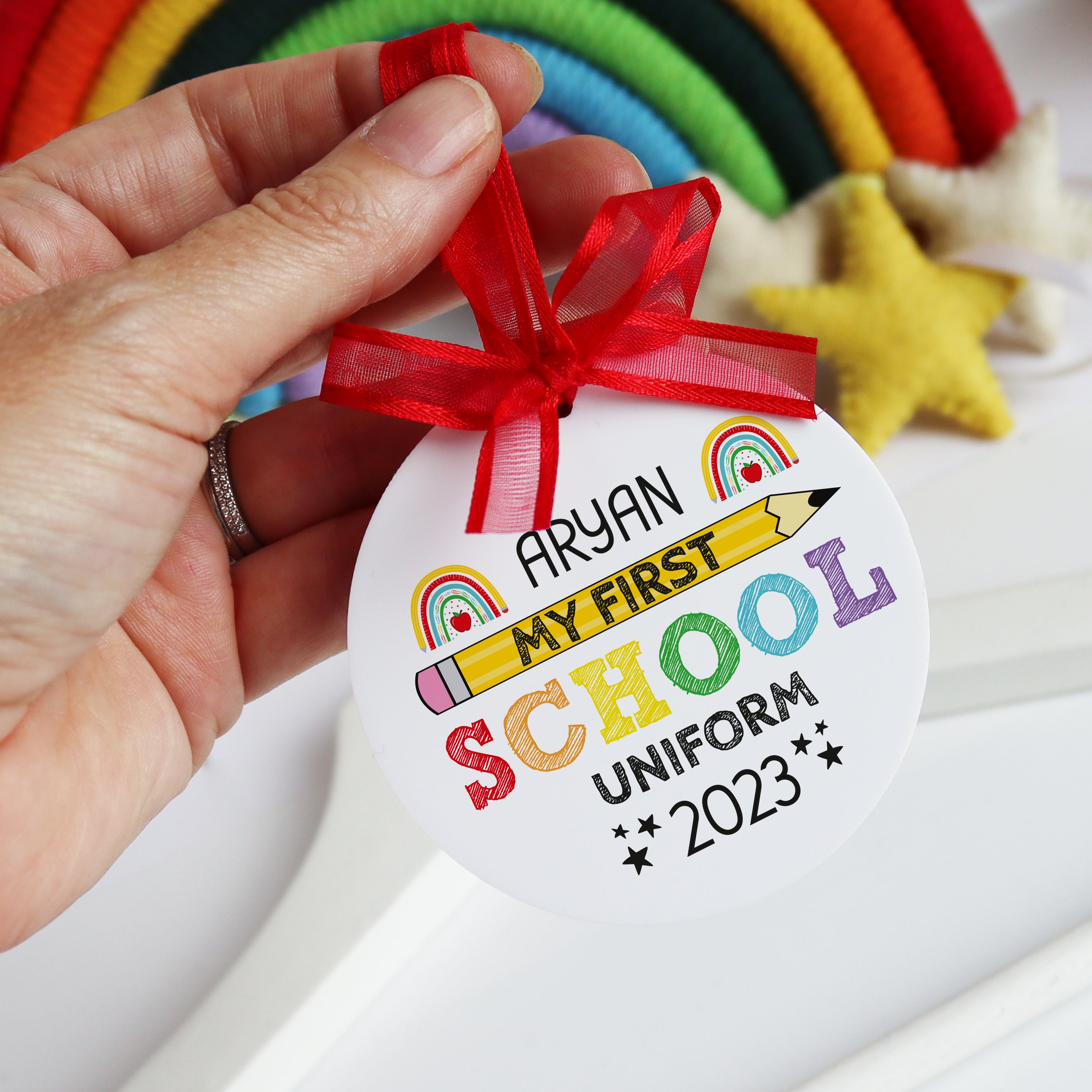 Personalised First School Uniform Hanger Tag