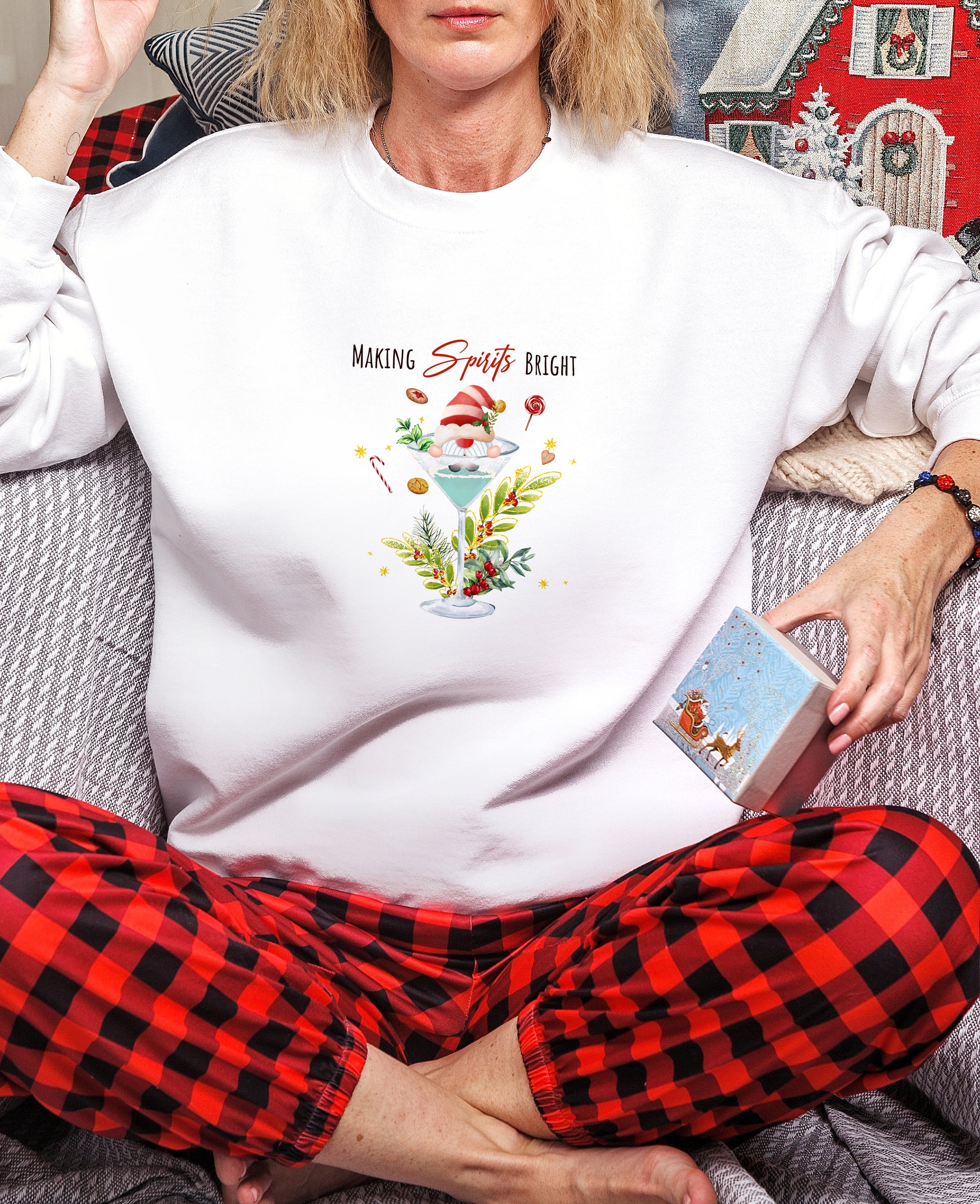 Making Spirits Bright Christmas Jumper Soft and Cosy White