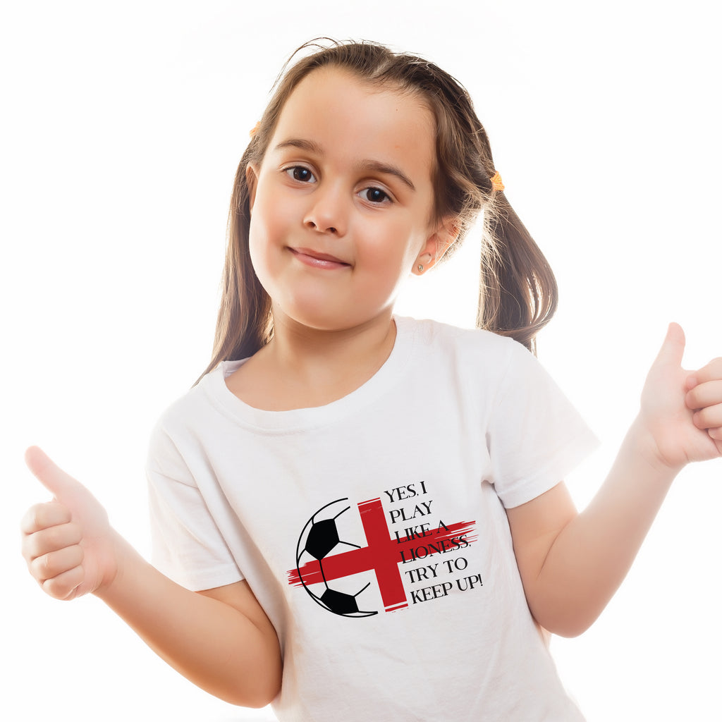 I Play Like A Lioness Women's Football Kids T-Shirt