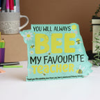 Fun and meaningful teacher gift, personalised desk stand with bee and flower motif.