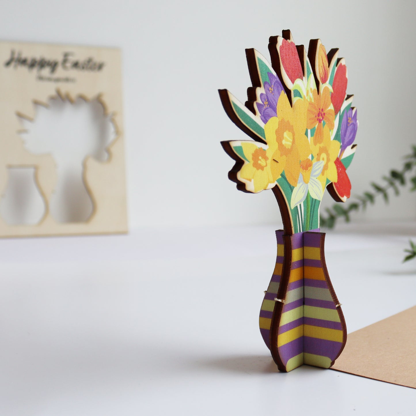 Pop Out Wooden Easter Flower Card