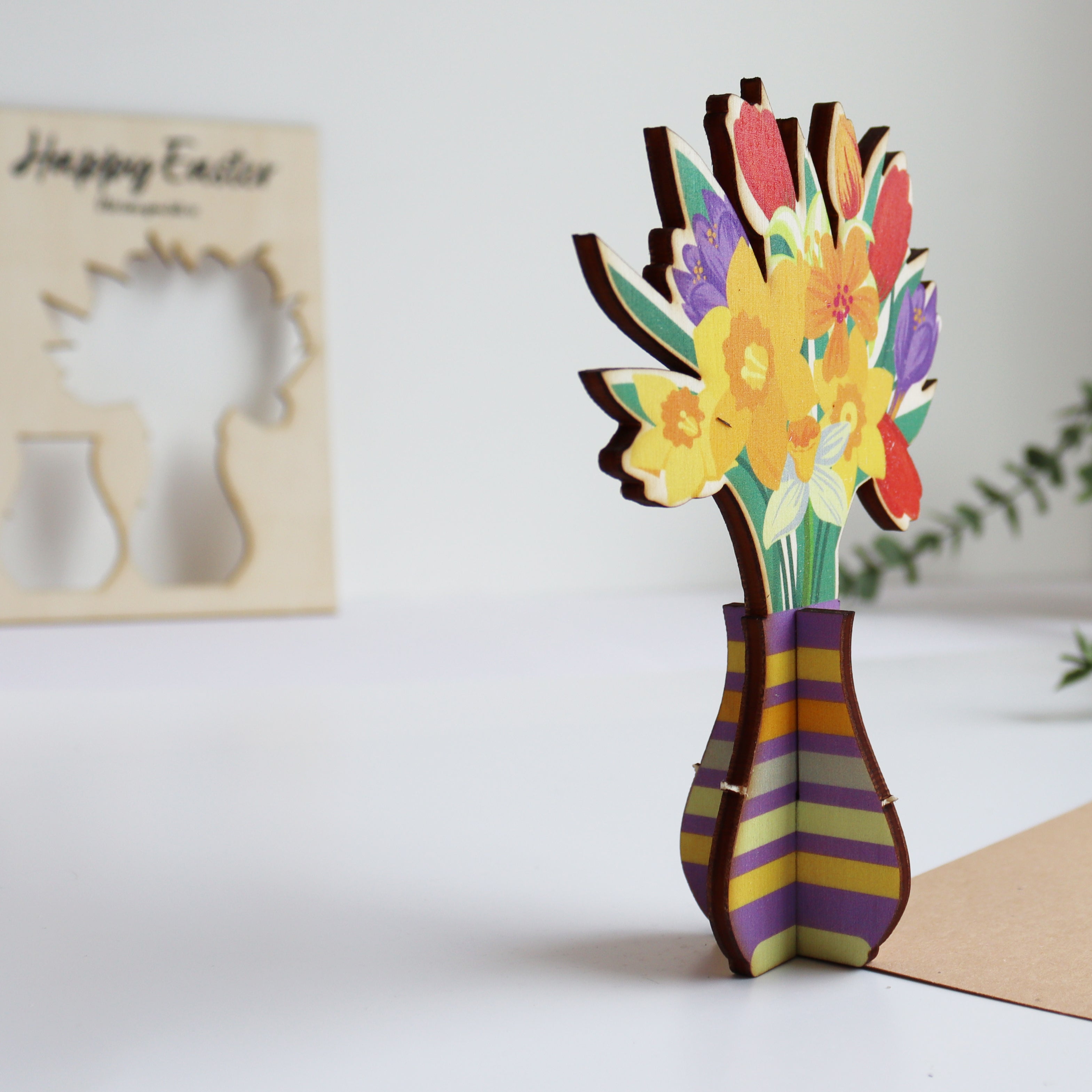 Personalised 3D Wooden Easter Flower Card – Keepsake Gift